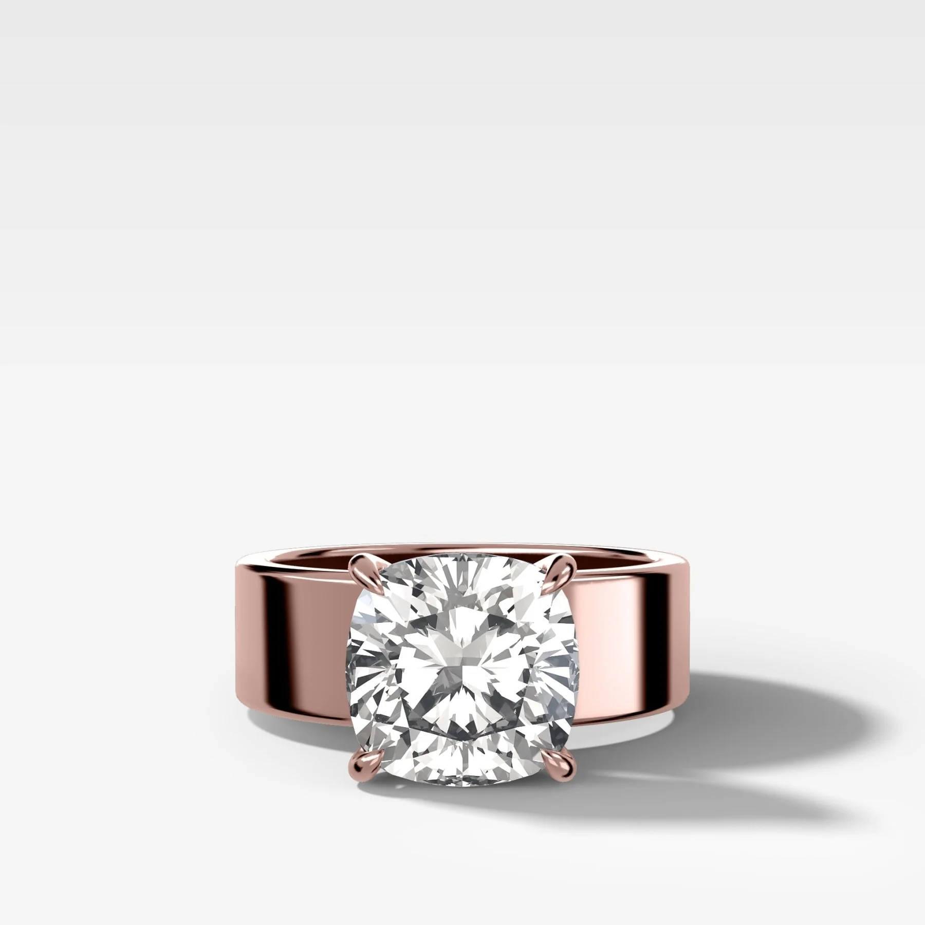 Finest Cigar Band Engagement Ring with Cushion Cut Diamond - Image 4