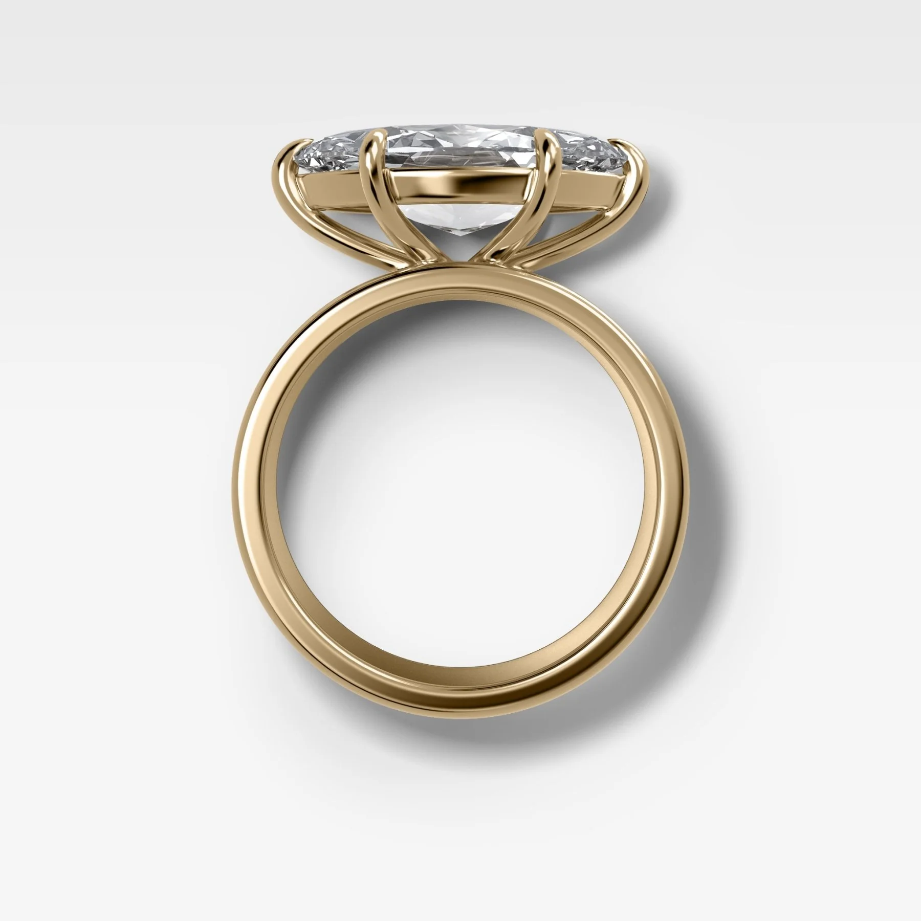 Finest Cigar Band Engagement Ring with East West Marquise Cut Diamond - Image 2