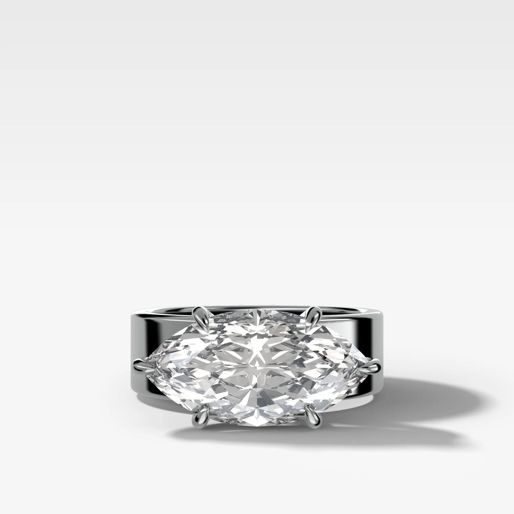 Finest Cigar Band Engagement Ring with East West Marquise Cut Diamond - Image 3