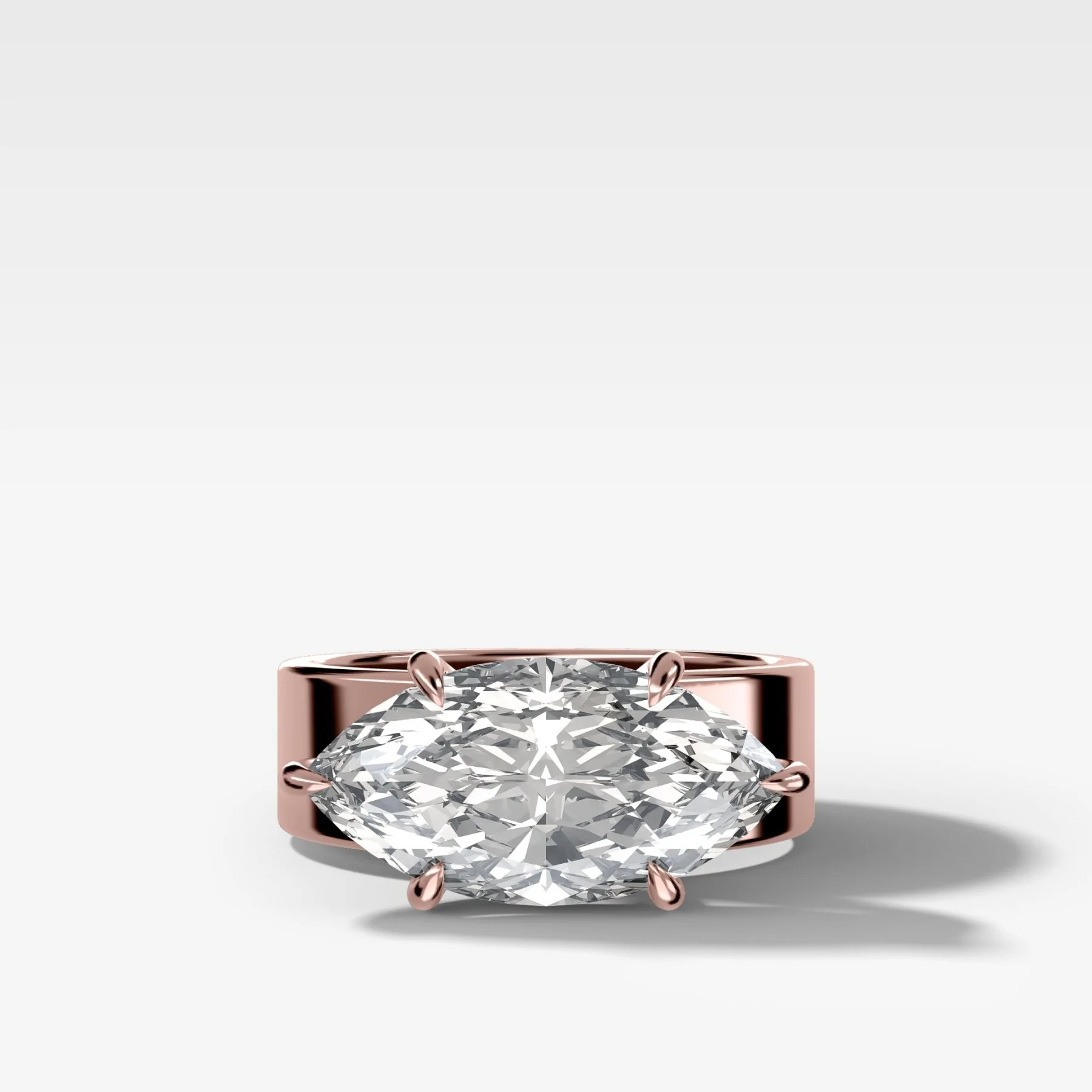 Finest Cigar Band Engagement Ring with East West Marquise Cut Diamond - Image 4