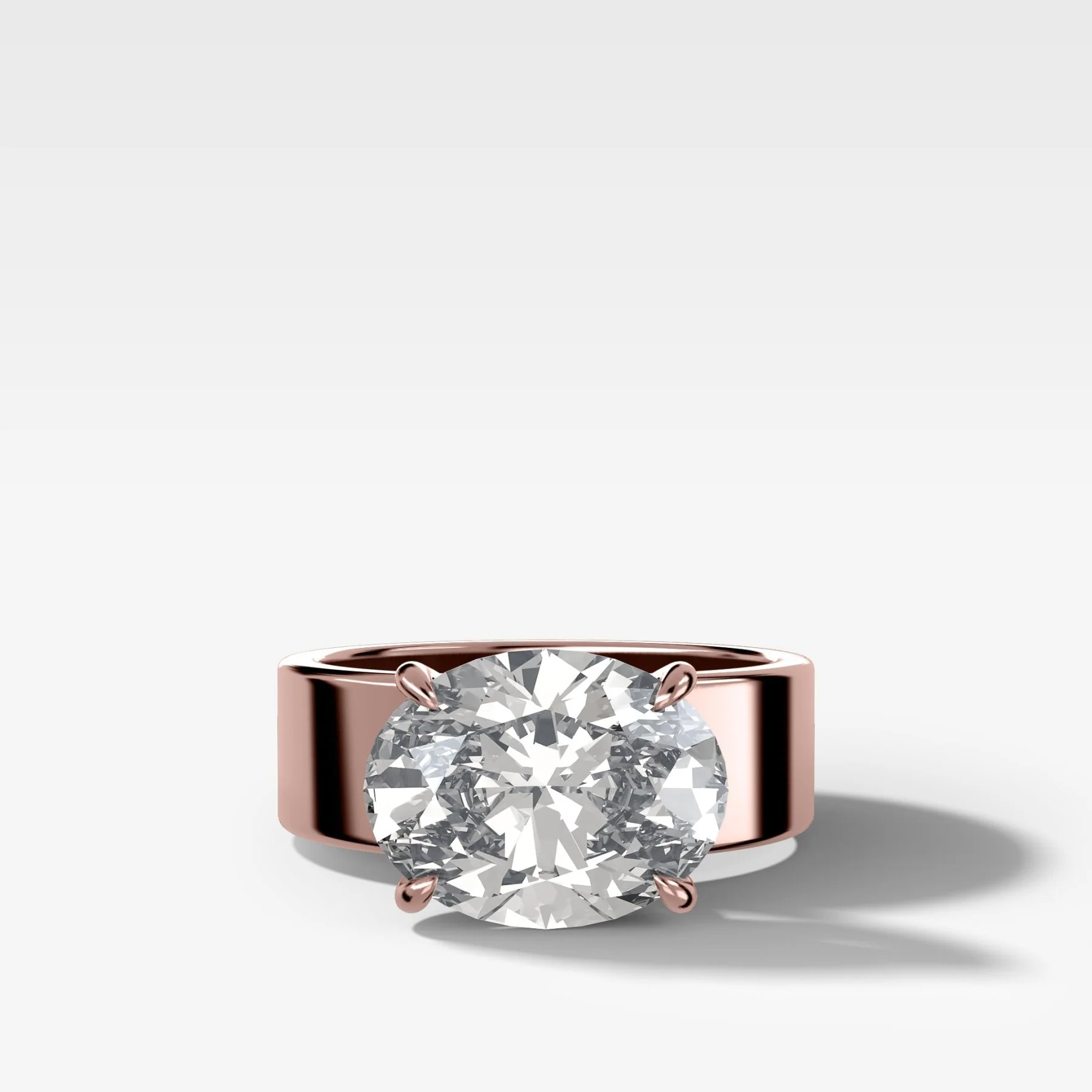 Finest Cigar Band Engagement Ring with East West Oval Cut Diamond - Image 4