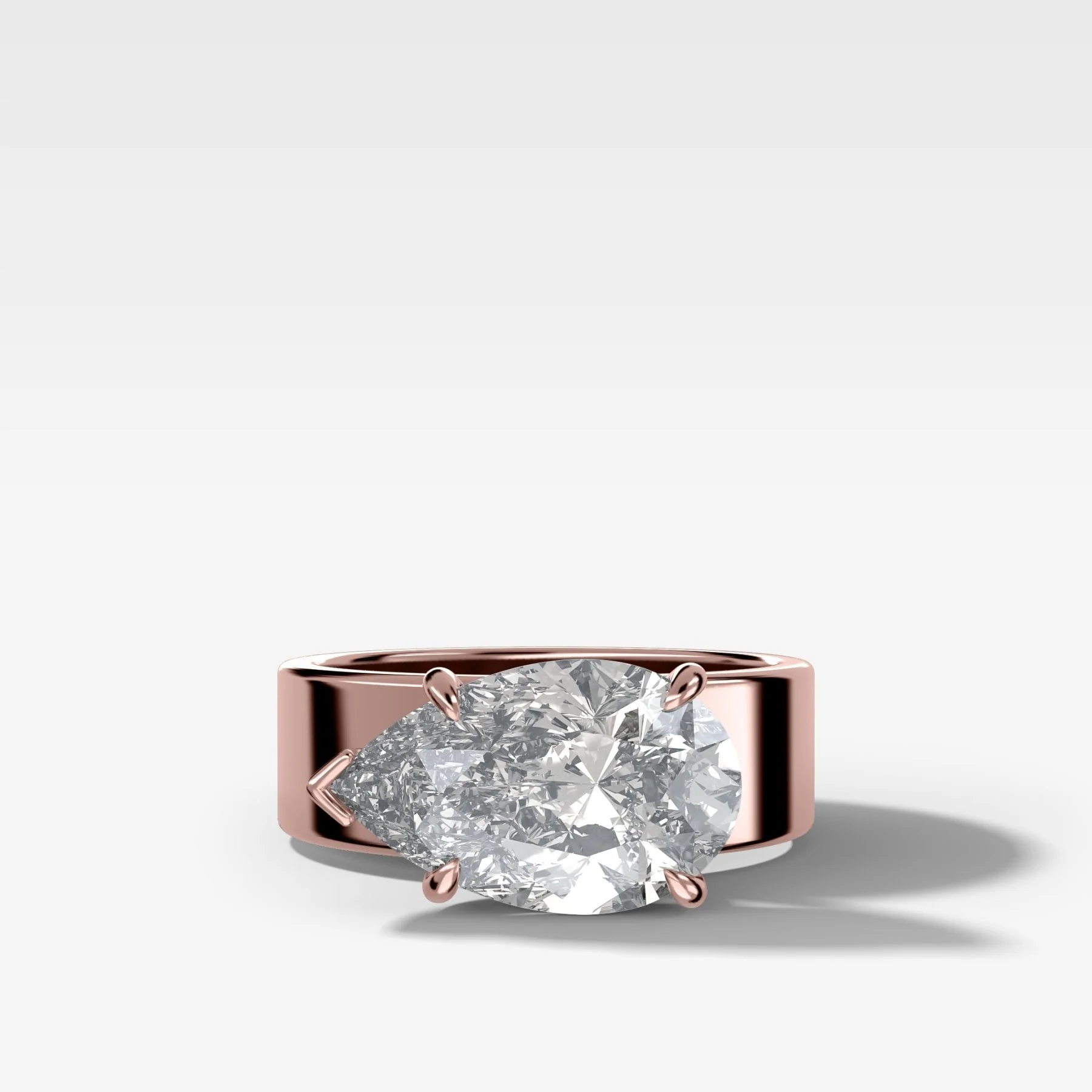 Finest Cigar Band Engagement Ring with East West Pear Cut Diamond - Image 4