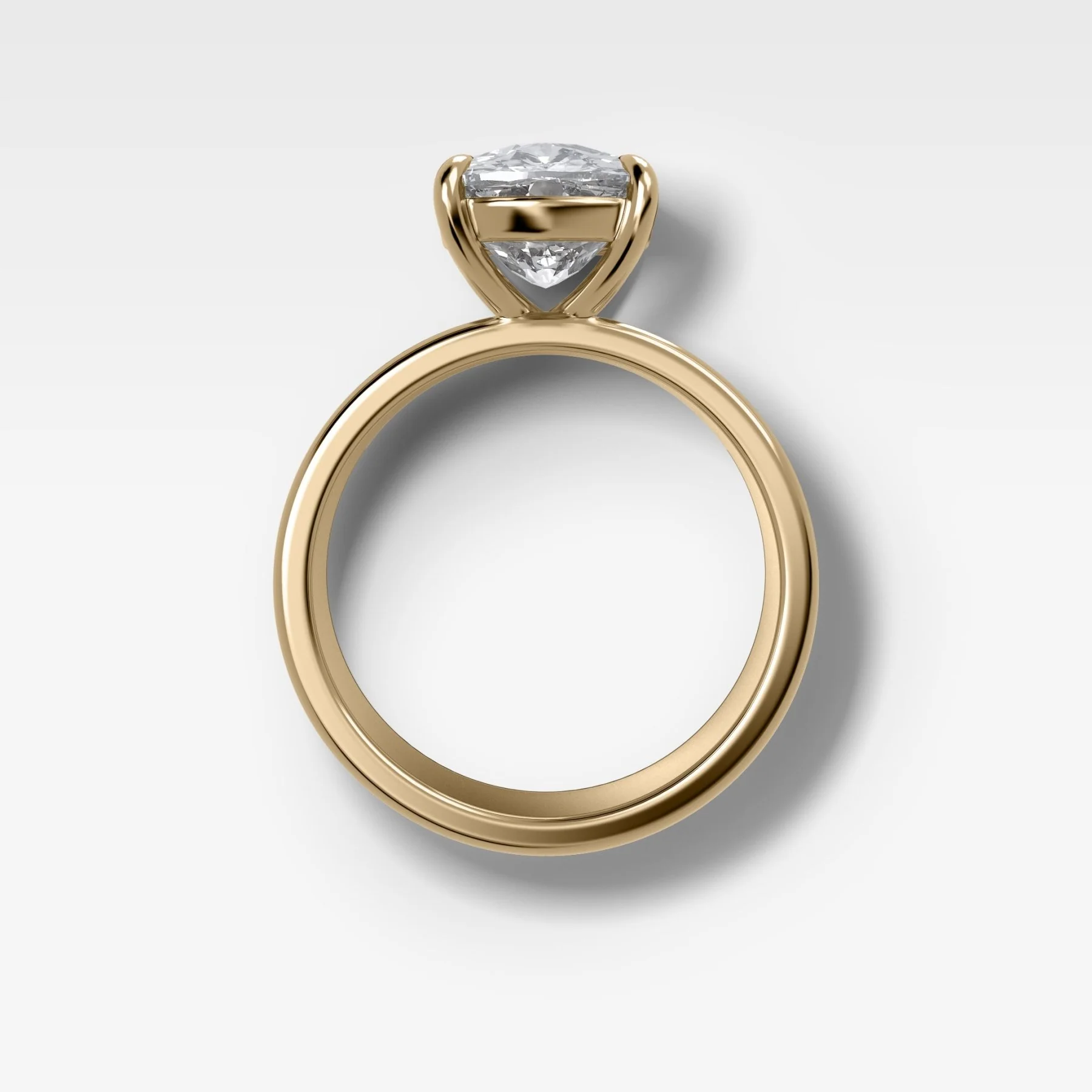Finest Cigar Band Engagement Ring with Elongated Cushion Cut Diamond - Image 2
