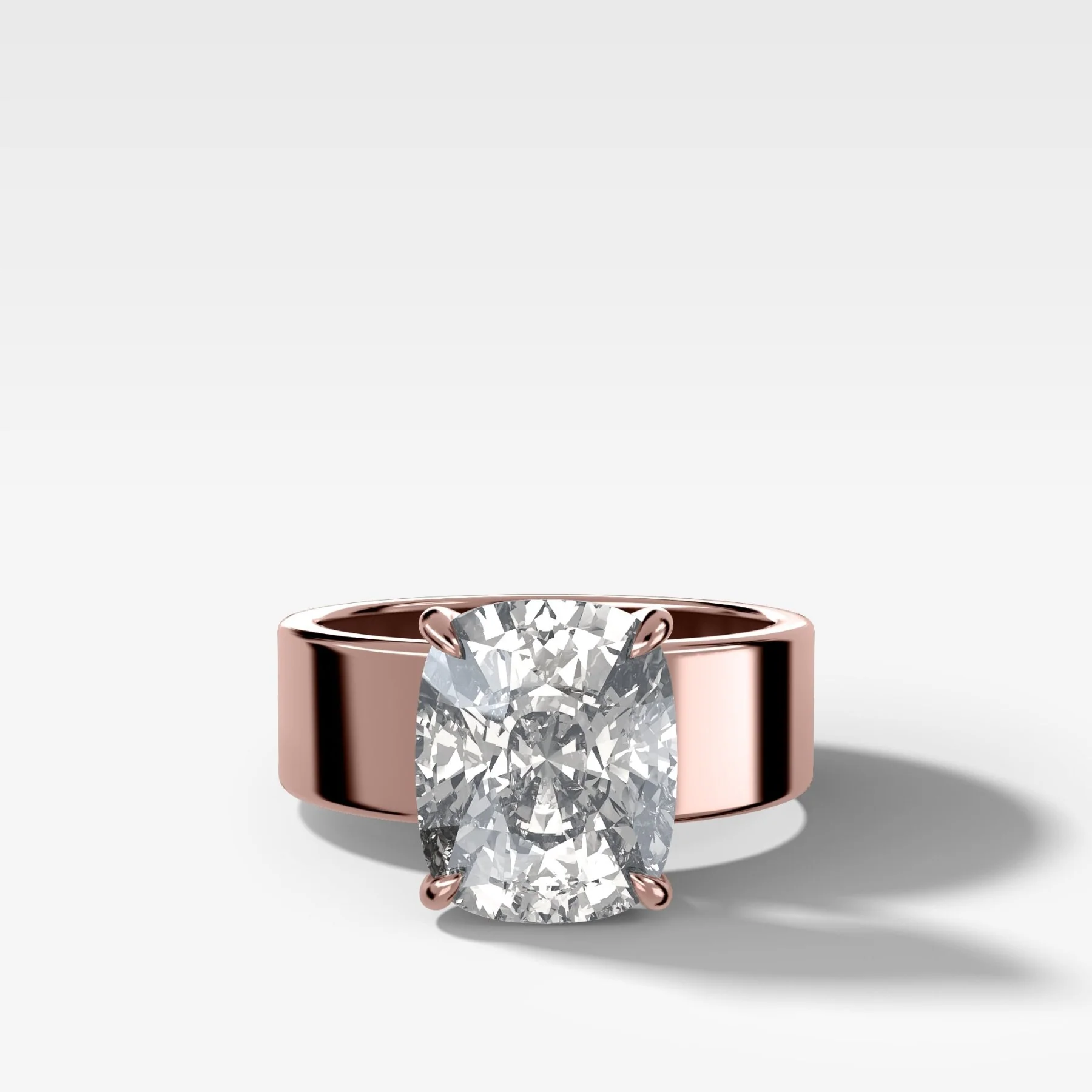 Finest Cigar Band Engagement Ring with Elongated Cushion Cut Diamond - Image 4