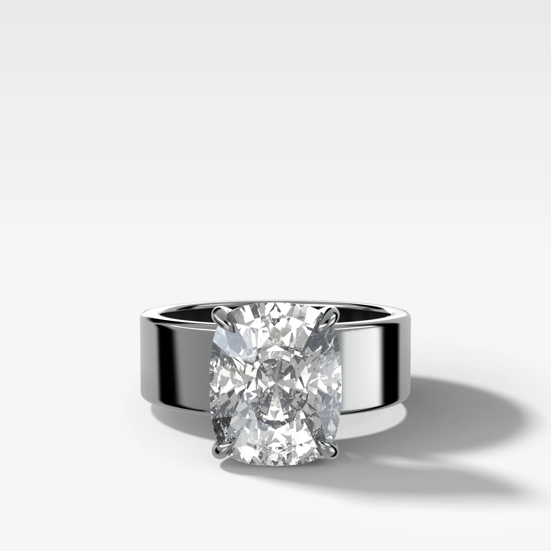 Finest Cigar Band Engagement Ring with Elongated Cushion Cut Diamond - Image 5