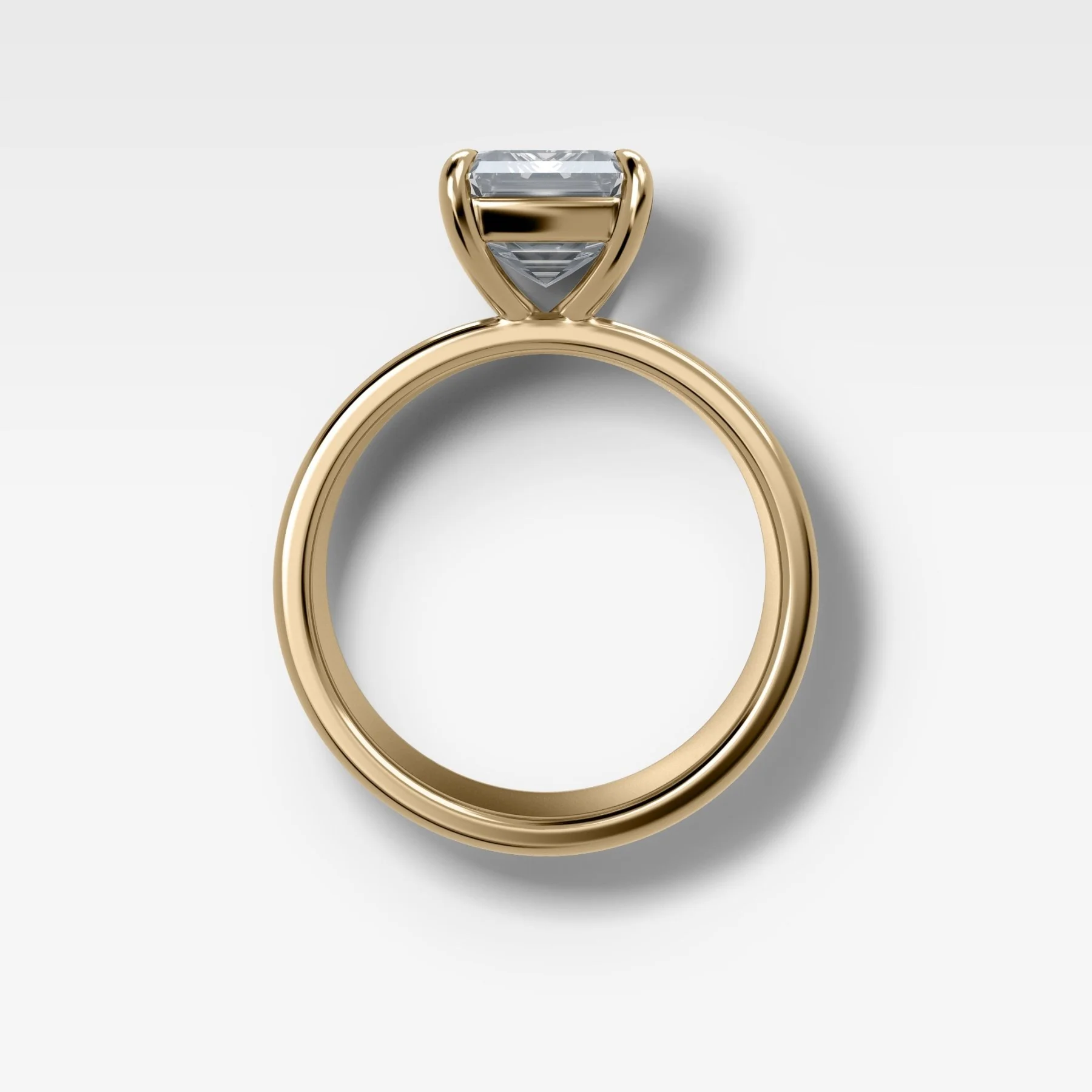 Finest Cigar Band Engagement Ring with Emerald Cut Diamond - Image 2