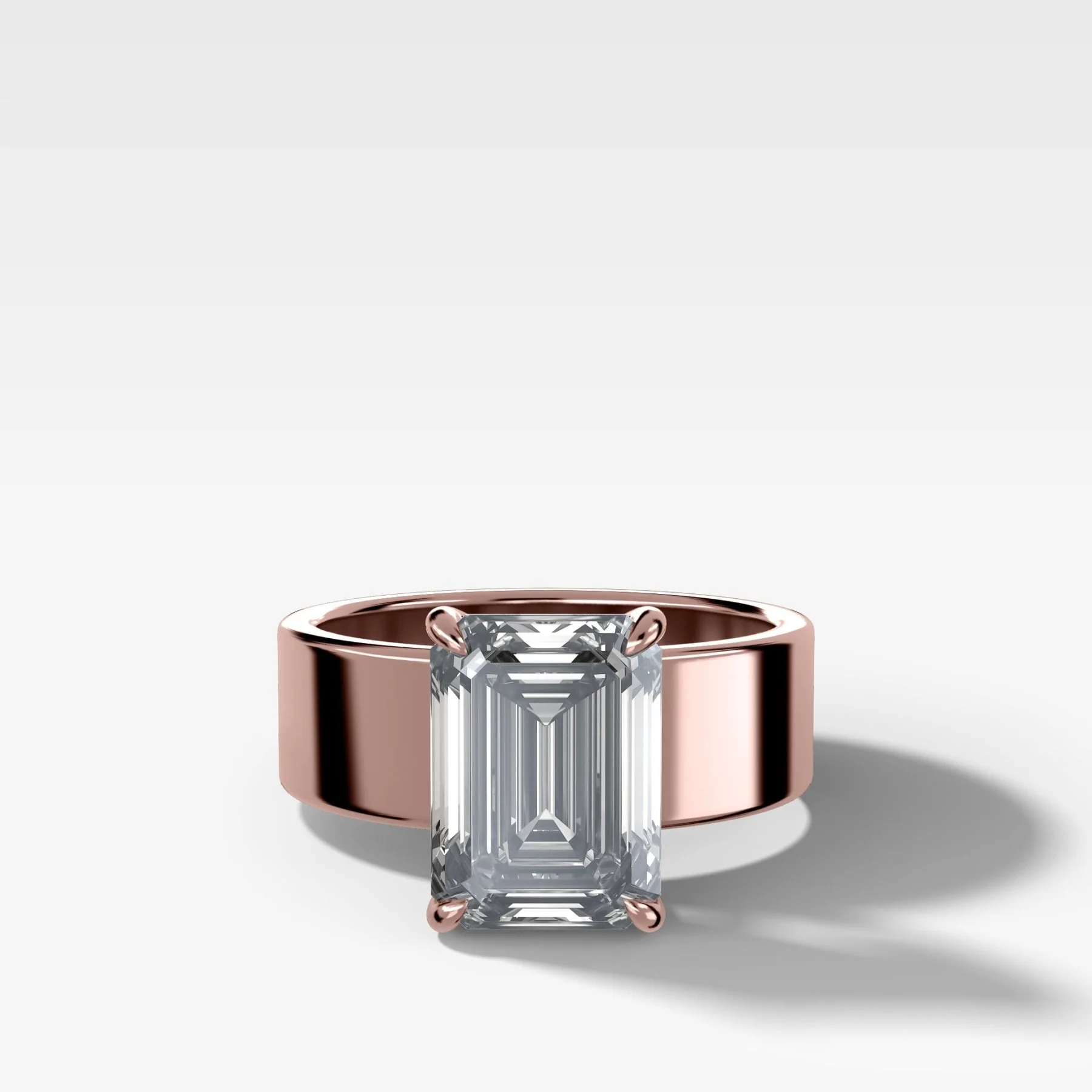 Finest Cigar Band Engagement Ring with Emerald Cut Diamond - Image 4