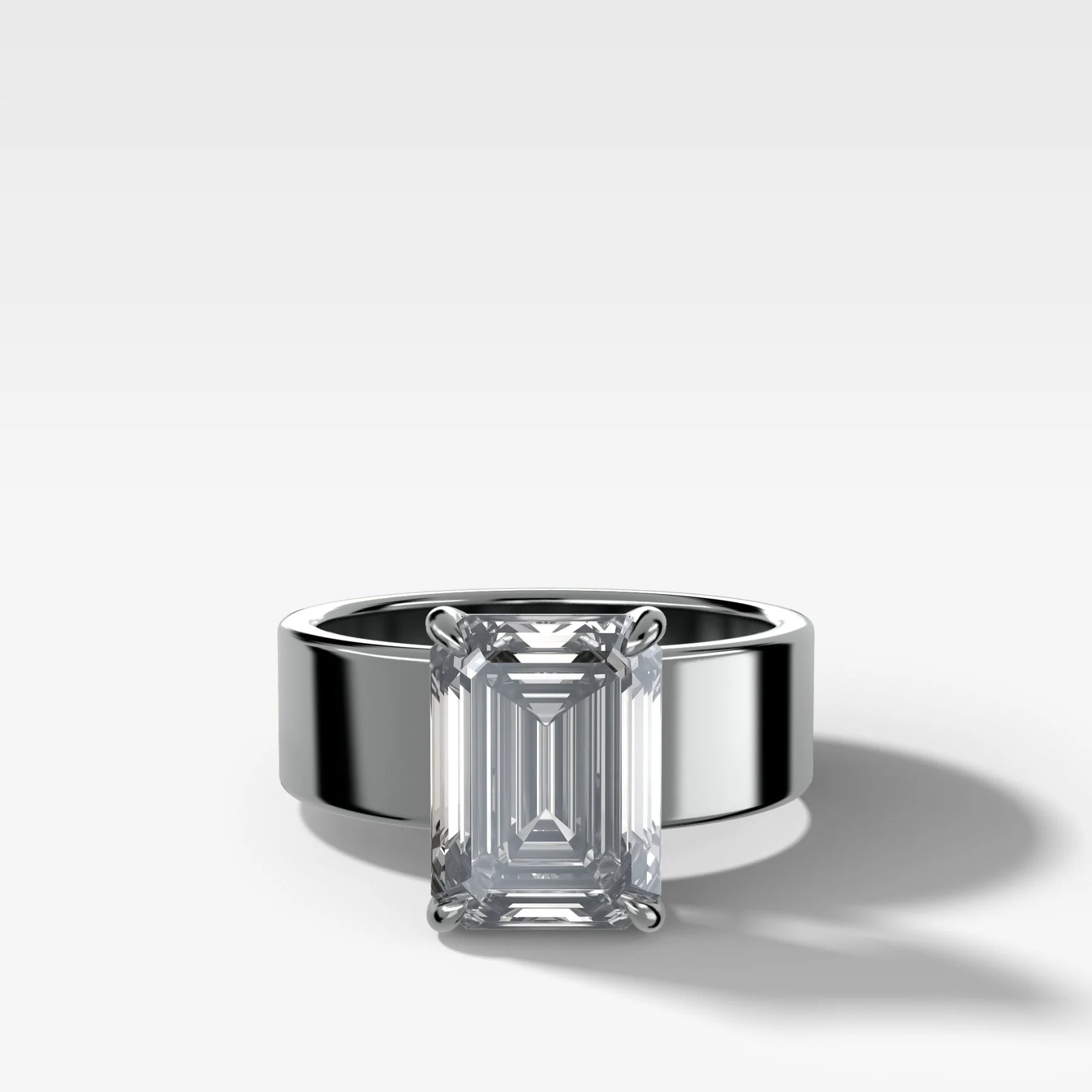 Finest Cigar Band Engagement Ring with Emerald Cut Diamond - Image 5