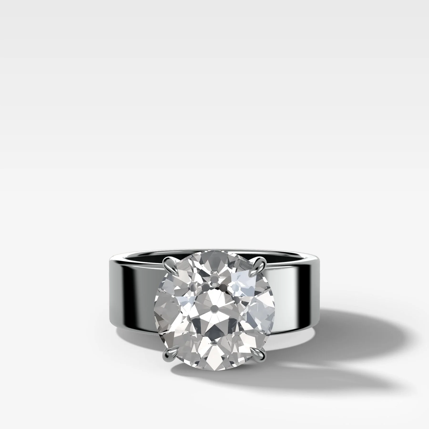 Finest Cigar Band Engagement Ring with Old Euro Cut Diamond - Image 3
