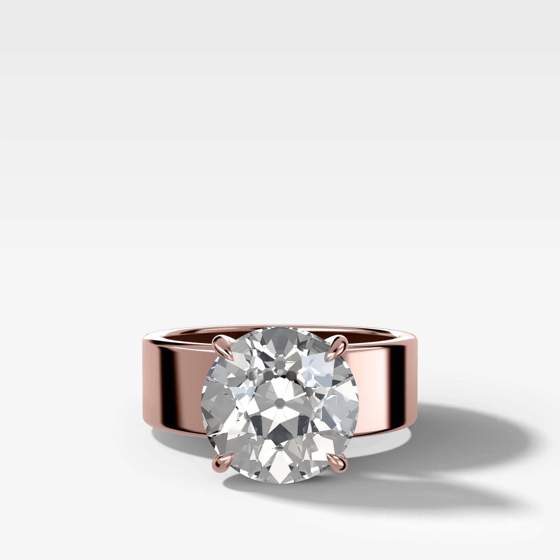 Finest Cigar Band Engagement Ring with Old Euro Cut Diamond - Image 4