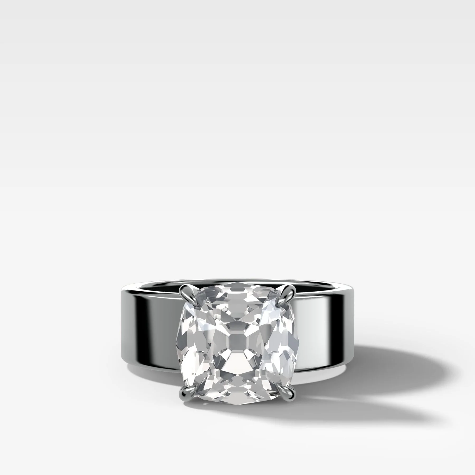 Finest Cigar Band Engagement Ring with Old Mine Cut Diamond - Image 3