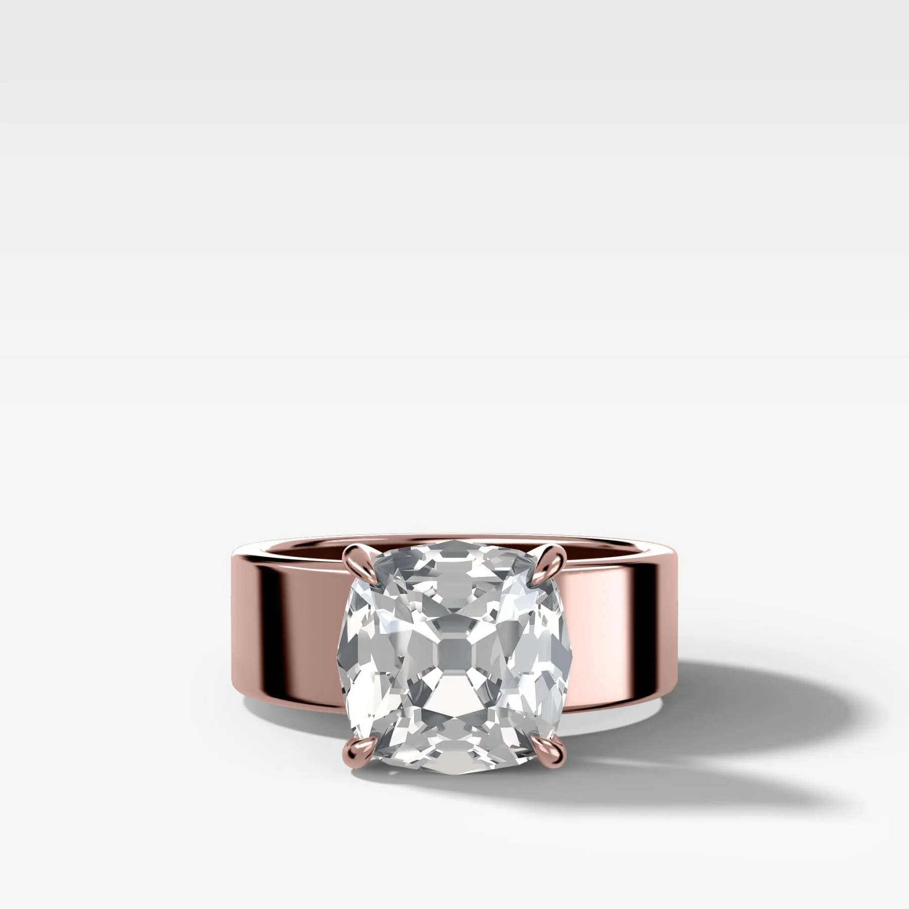 Finest Cigar Band Engagement Ring with Old Mine Cut Diamond - Image 4