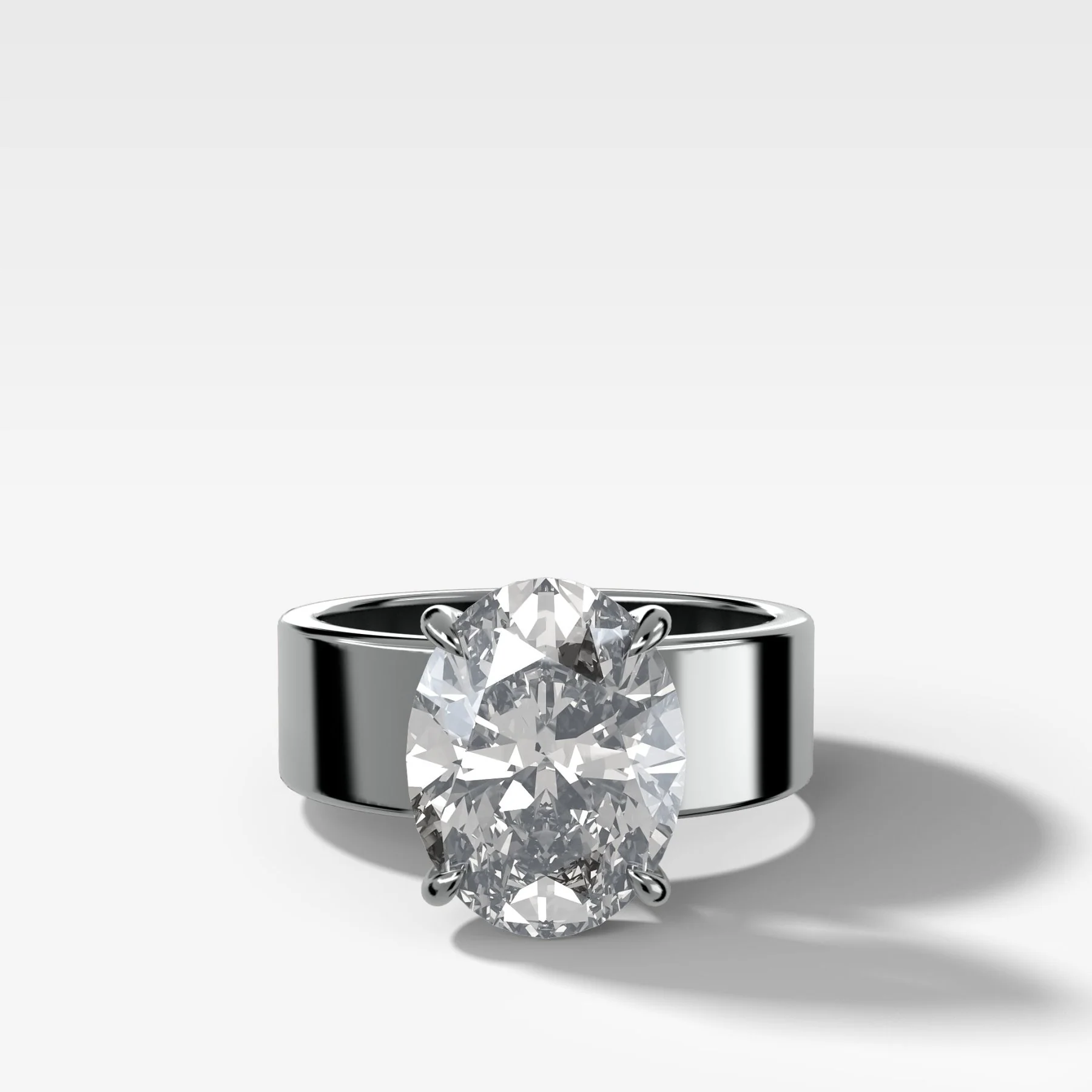 Finest Cigar Band Engagement Ring with Oval Cut Diamond - Image 5