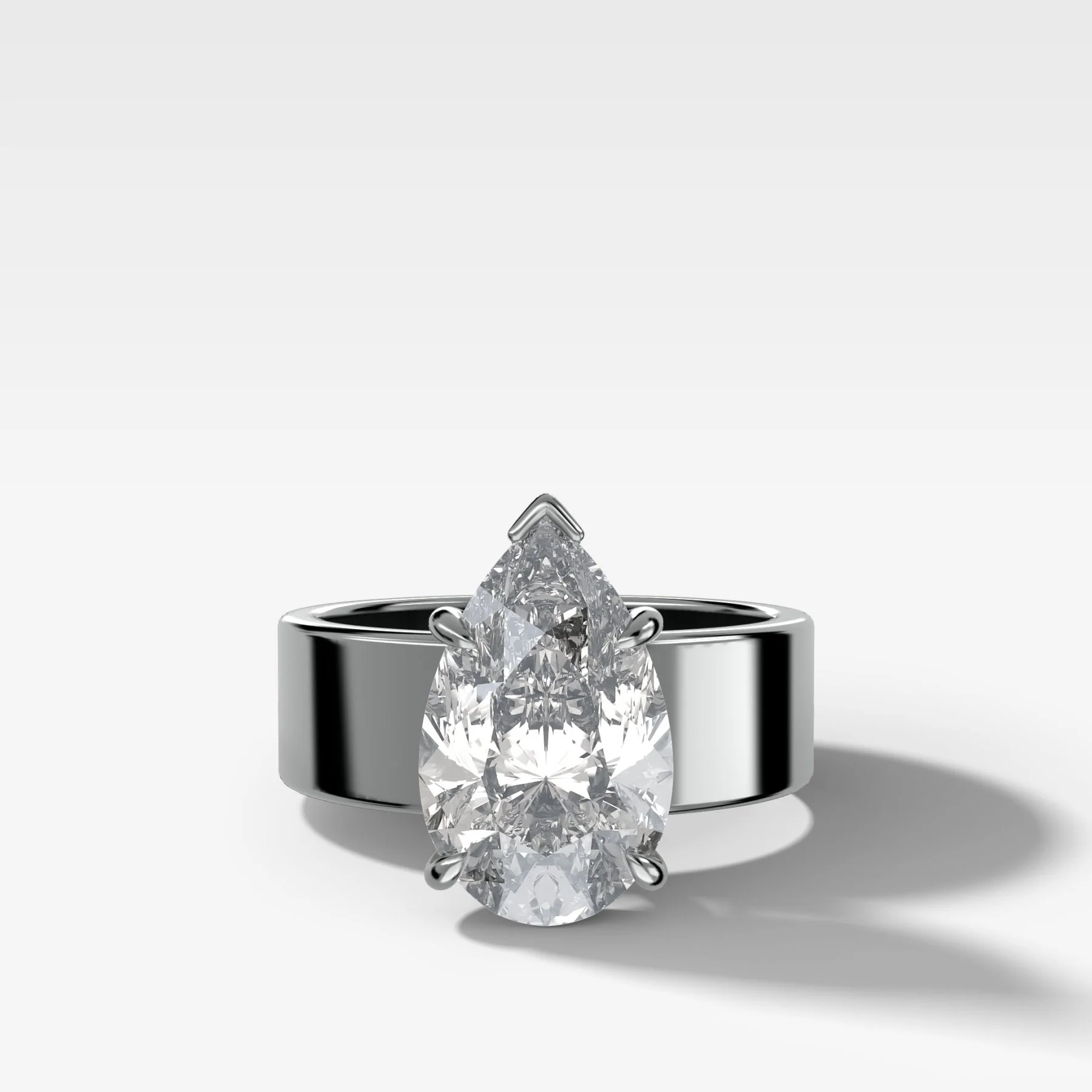 Finest Cigar Band Engagement Ring with Pear Cut Diamond - Image 3