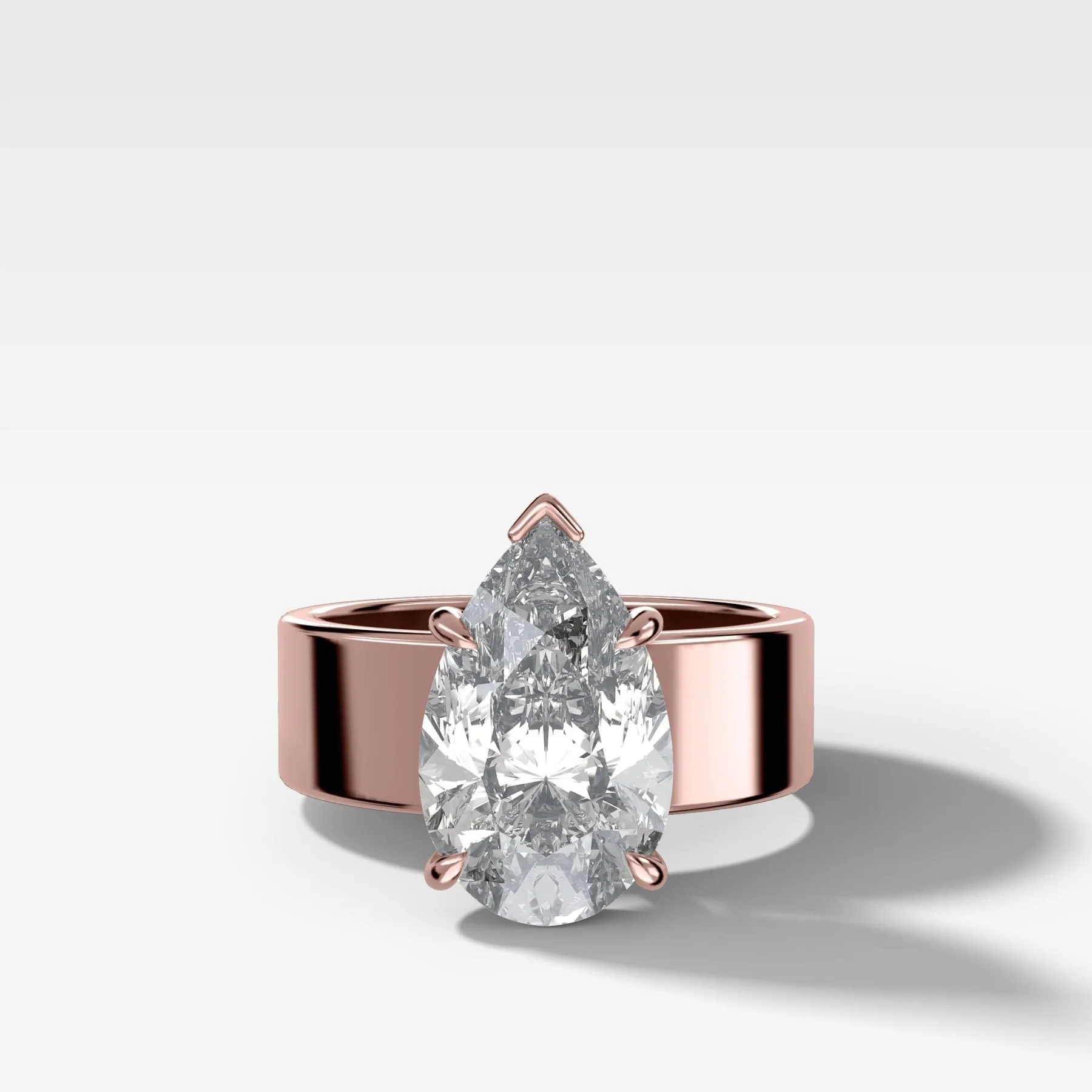 Finest Cigar Band Engagement Ring with Pear Cut Diamond - Image 4