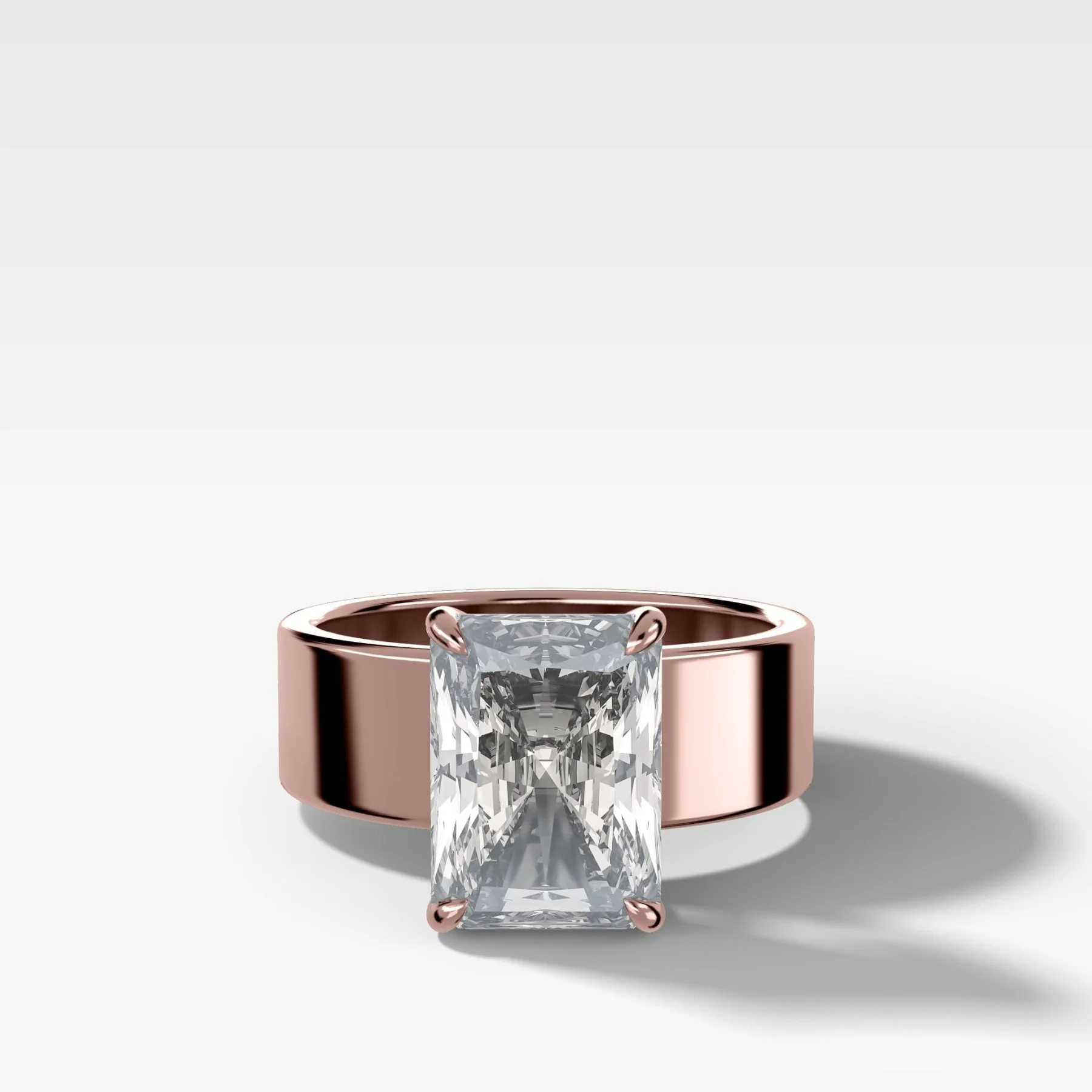Finest Cigar Band Engagement Ring with Radiant Cut Diamond - Image 4