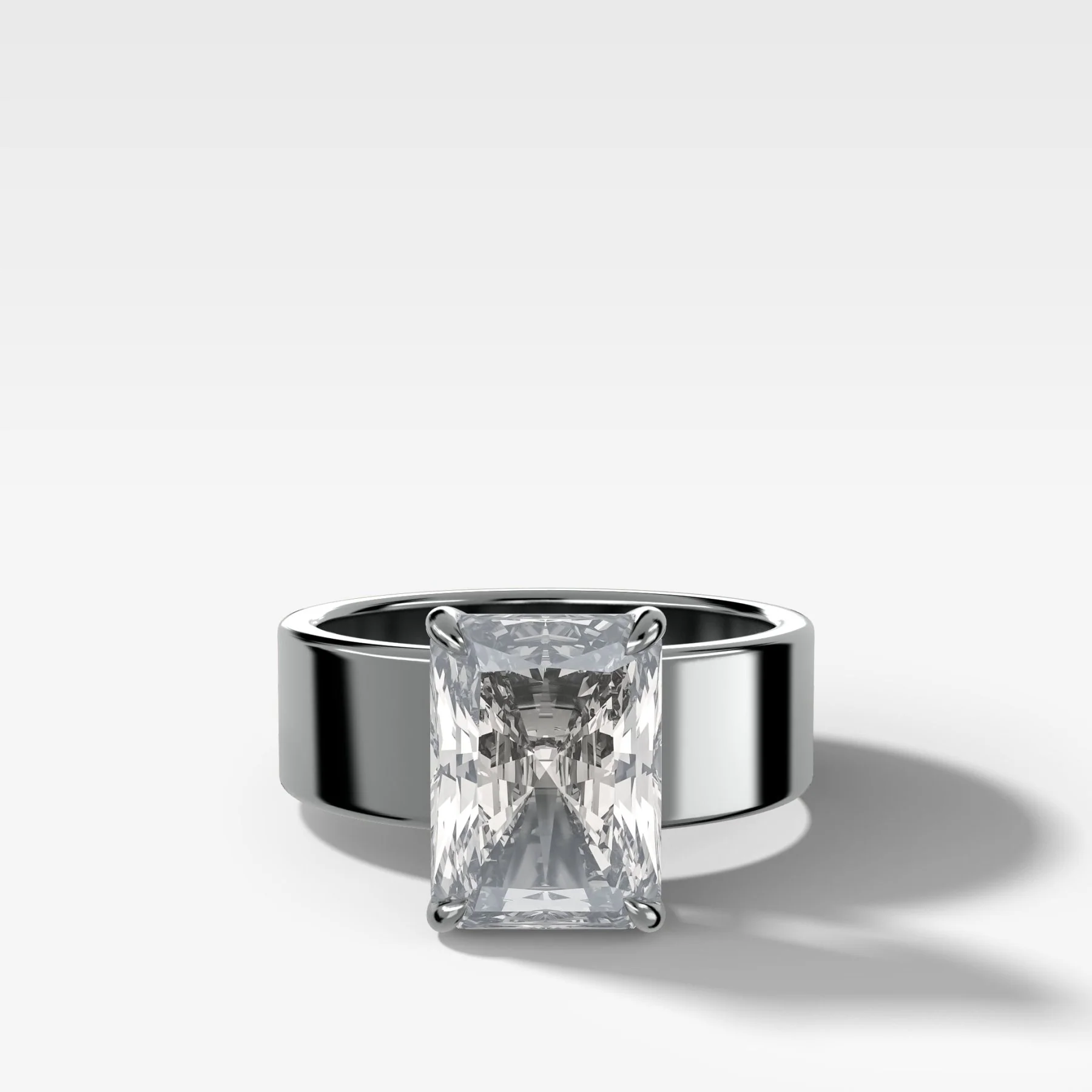 Finest Cigar Band Engagement Ring with Radiant Cut Diamond - Image 5