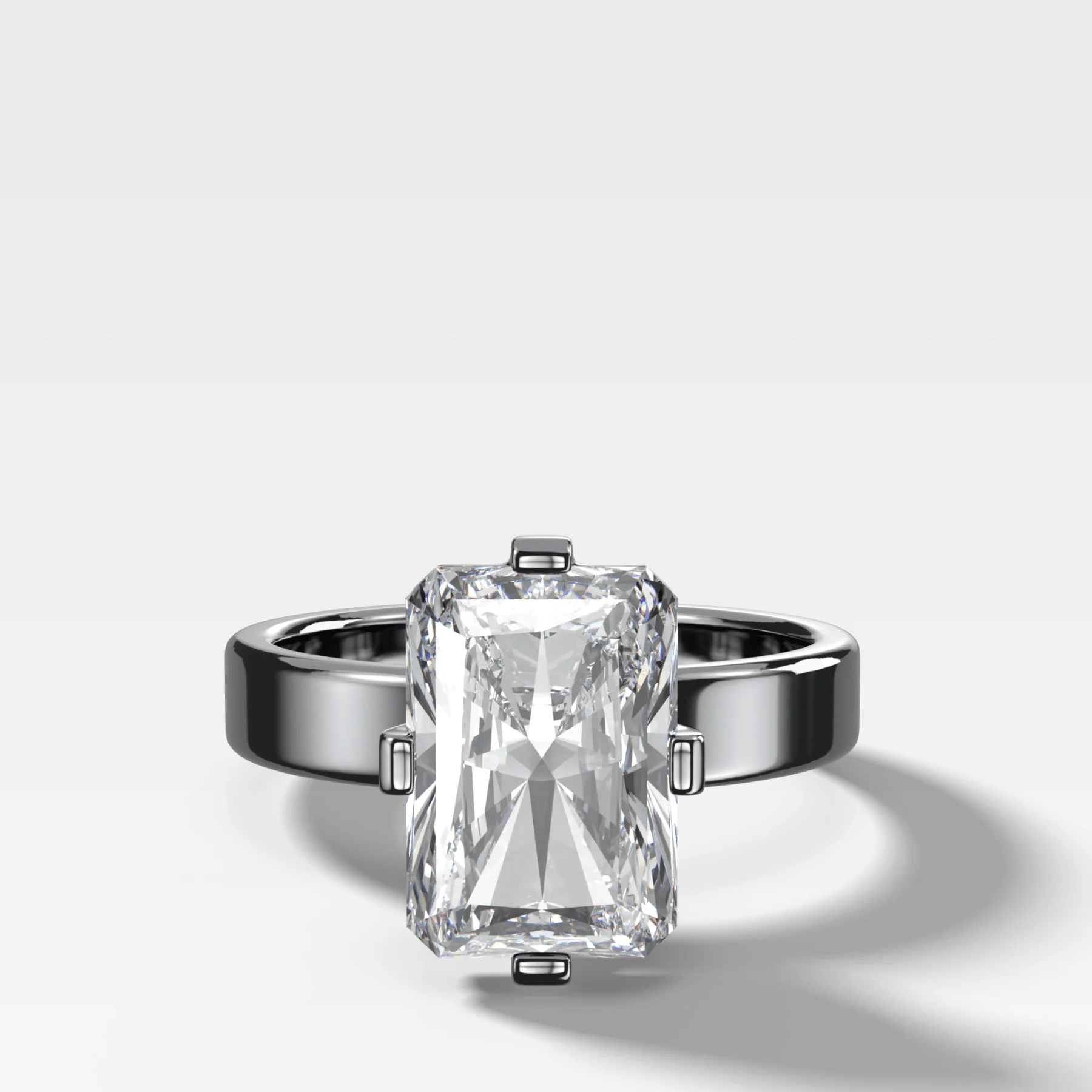 Finest Compass Solitaire Engagement Ring with Elongated Radiant Cut Diamond - Image 3