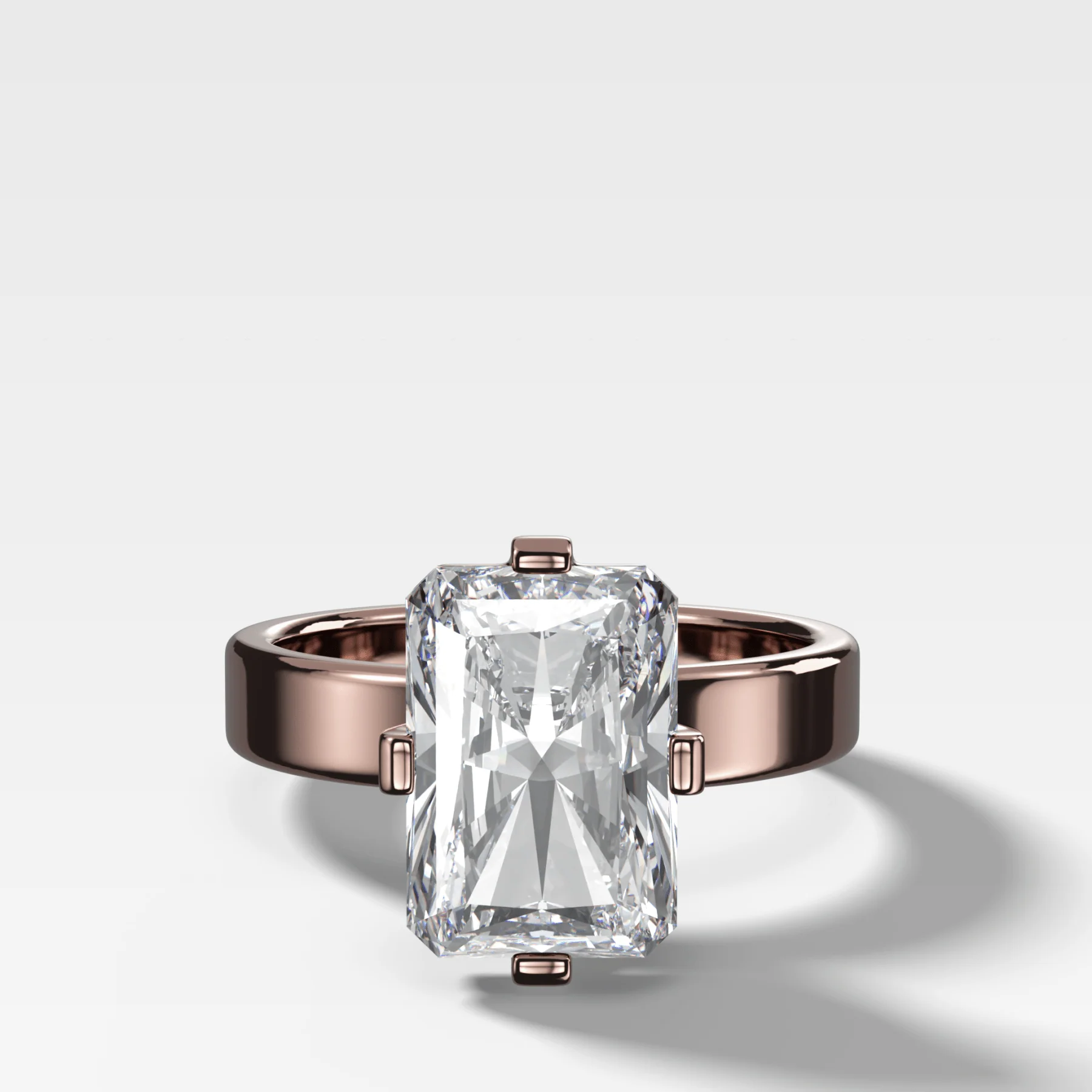 Finest Compass Solitaire Engagement Ring with Elongated Radiant Cut Diamond - Image 4