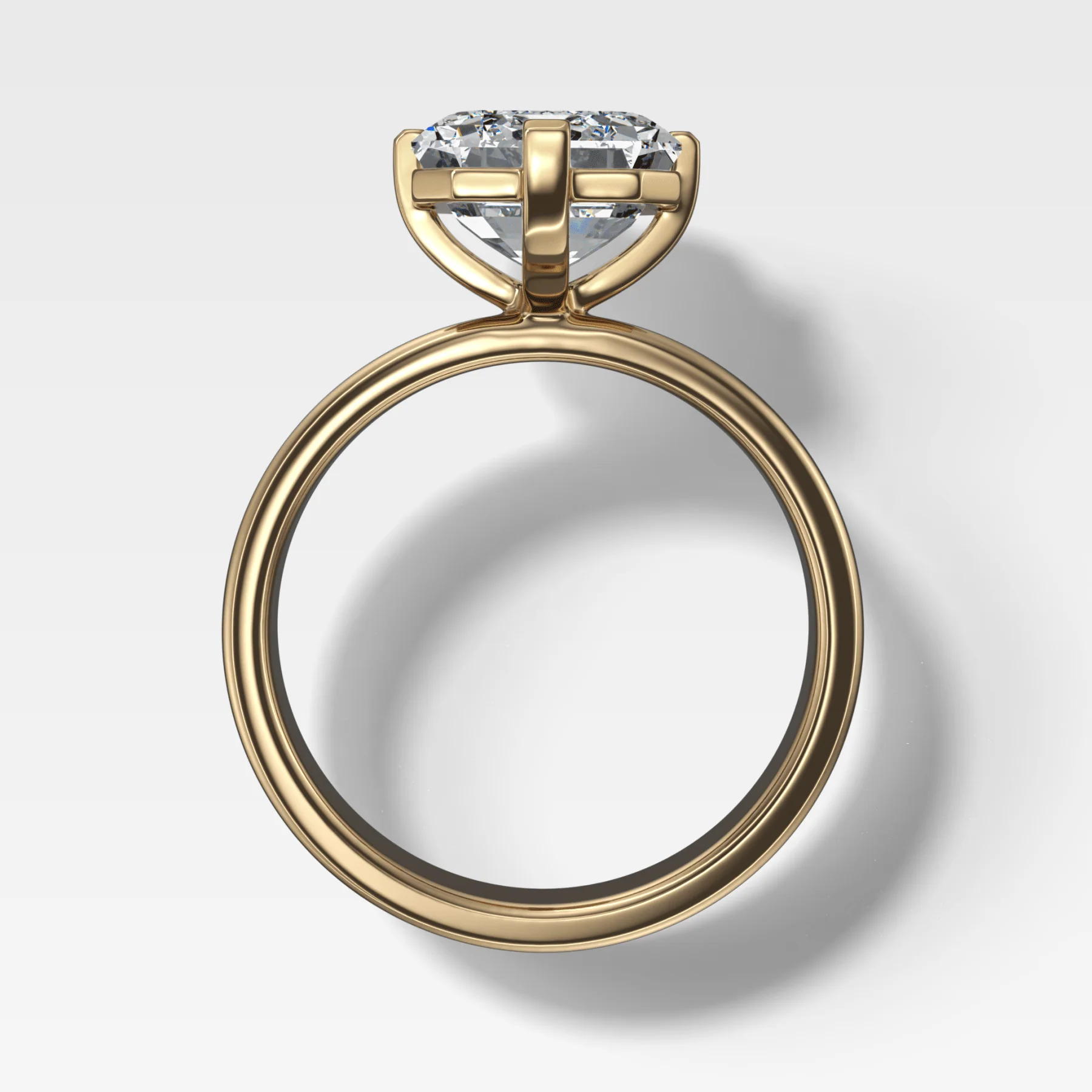 Finest Compass Solitaire Engagement Ring with Emerald Cut Diamond - Image 2