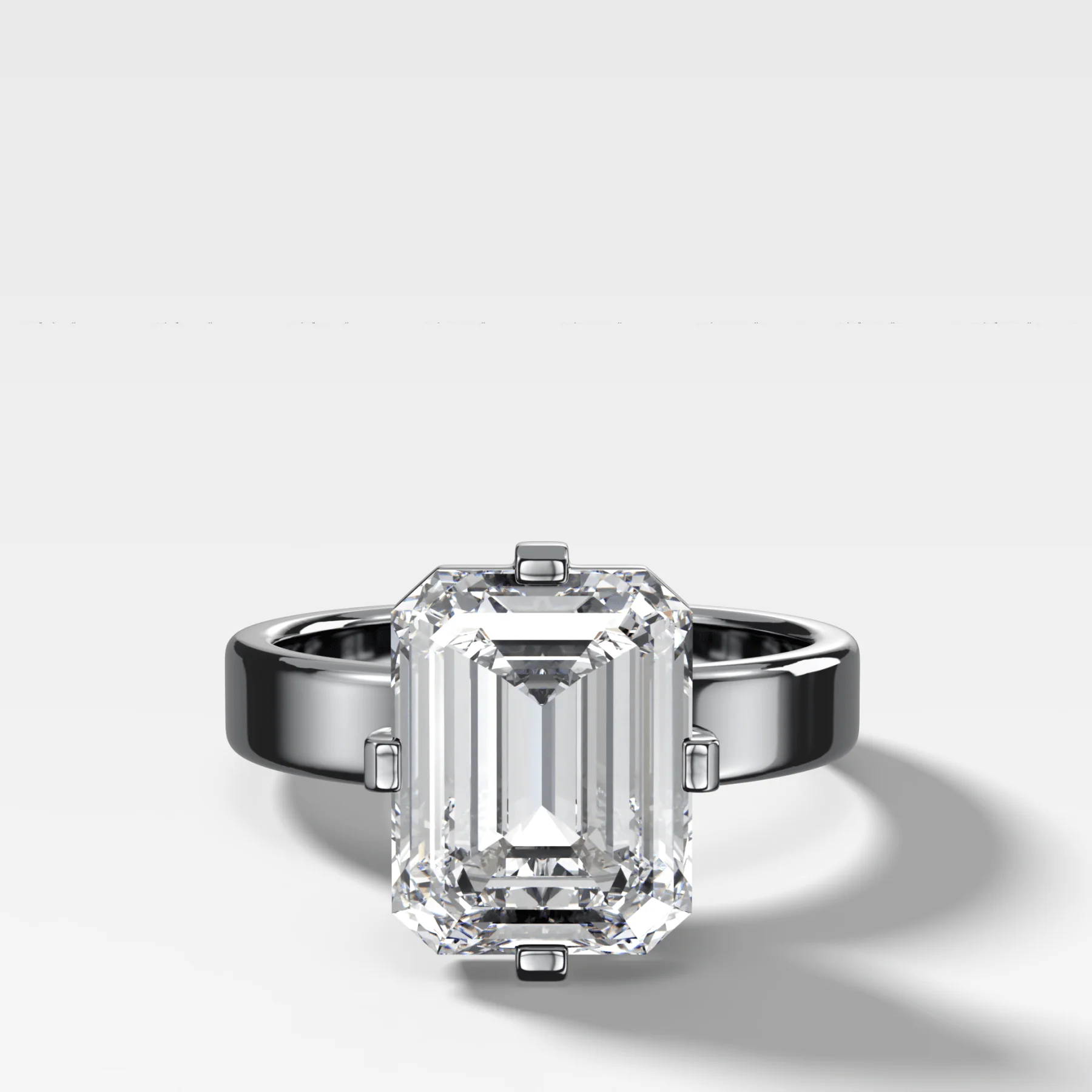 Finest Compass Solitaire Engagement Ring with Emerald Cut Diamond - Image 3