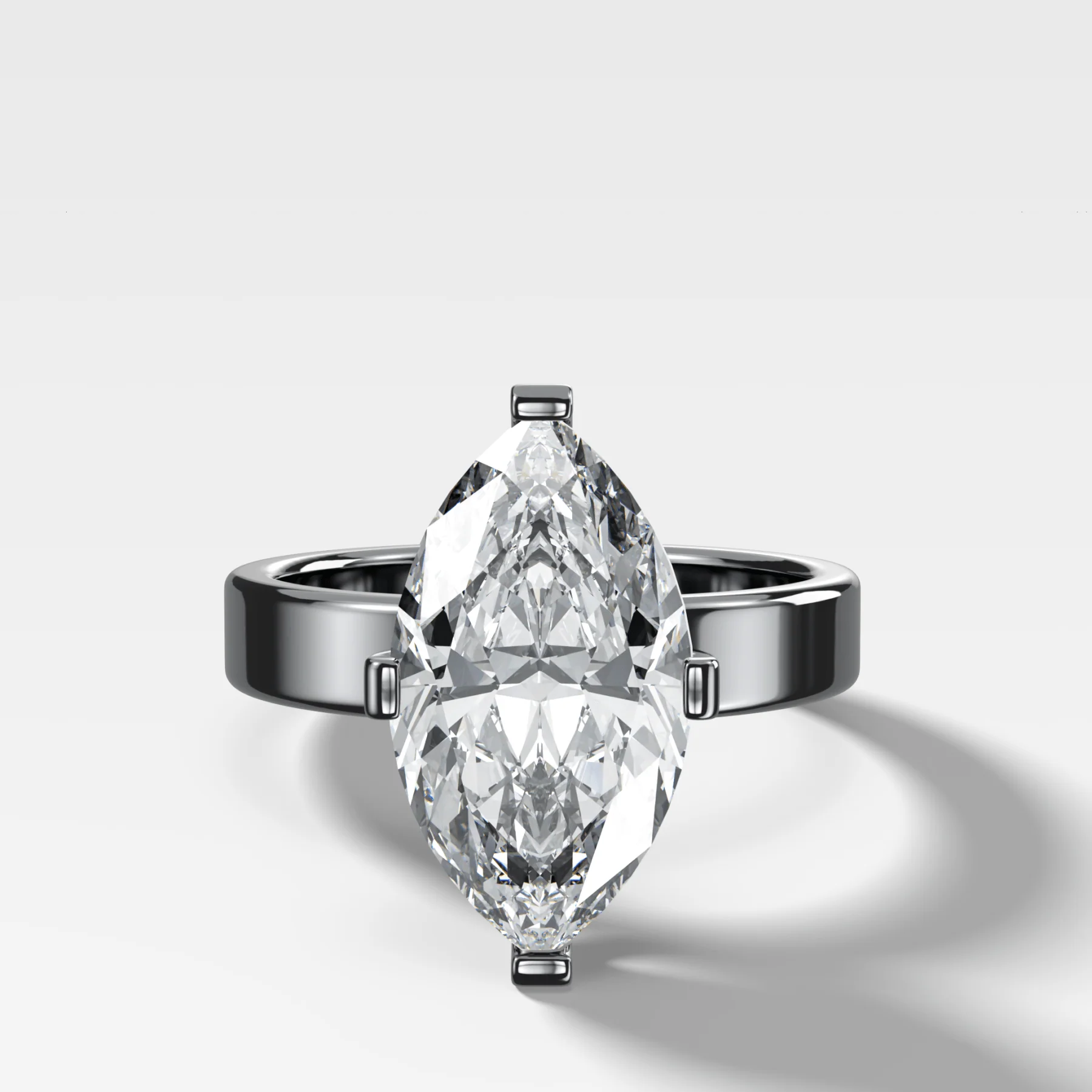Finest Compass Solitaire Engagement Ring with Marquise Cut Diamond - Image 3