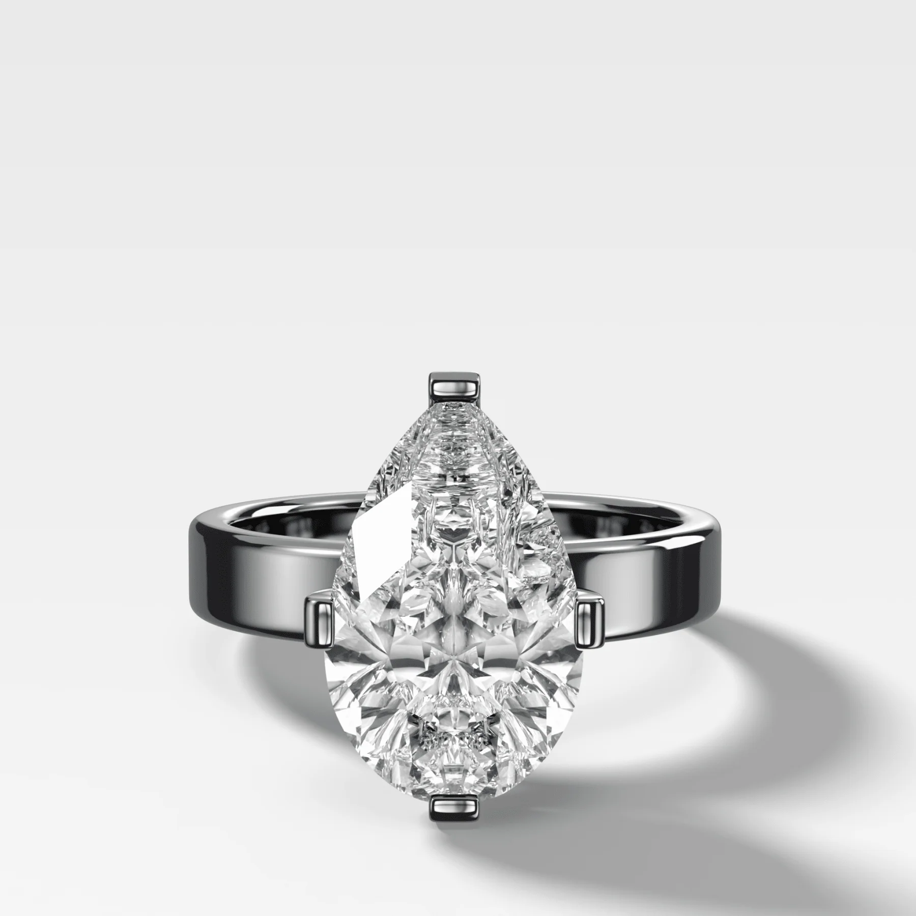 Finest Compass Solitaire Engagement Ring with Pear Cut Diamond - Image 3