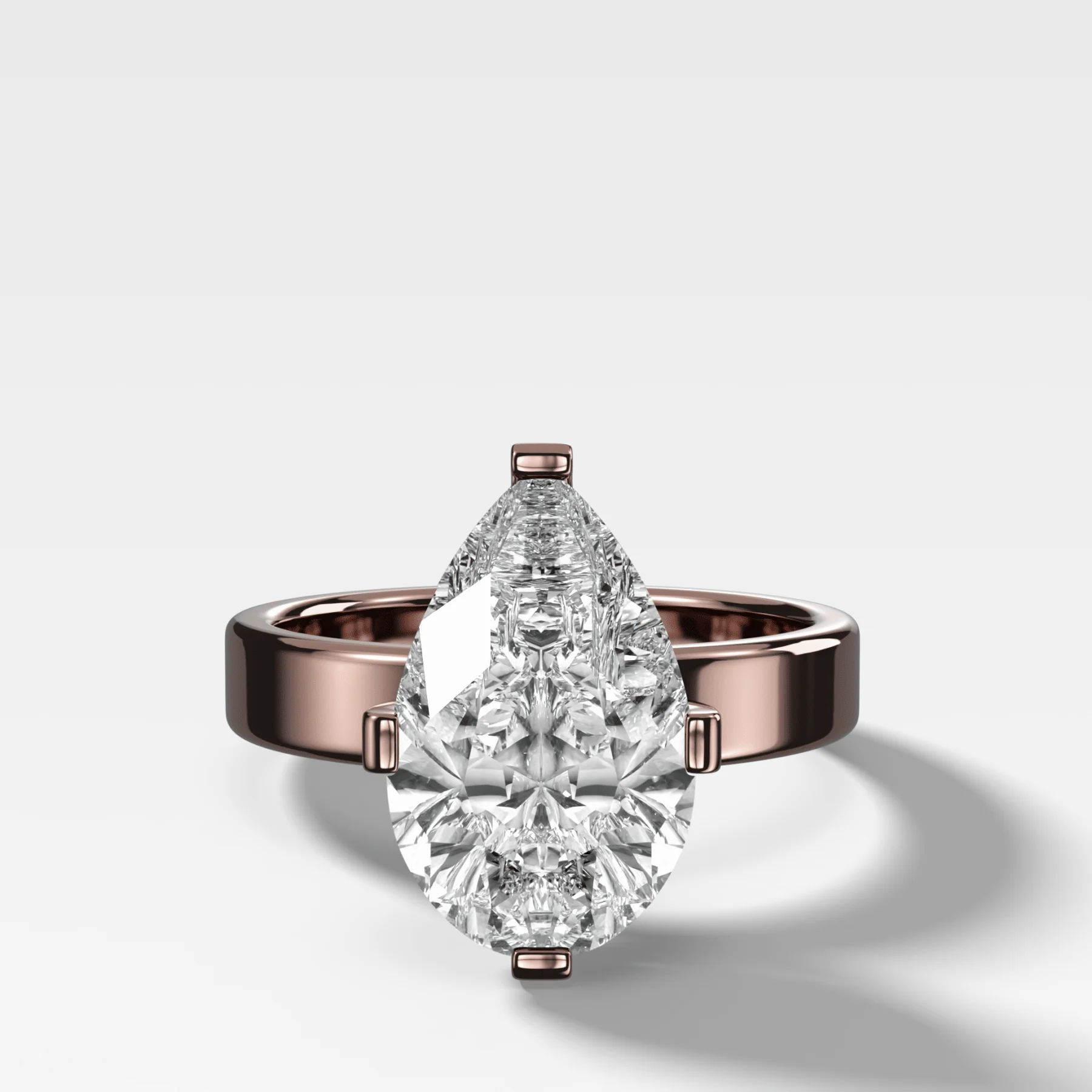 Finest Compass Solitaire Engagement Ring with Pear Cut Diamond - Image 4
