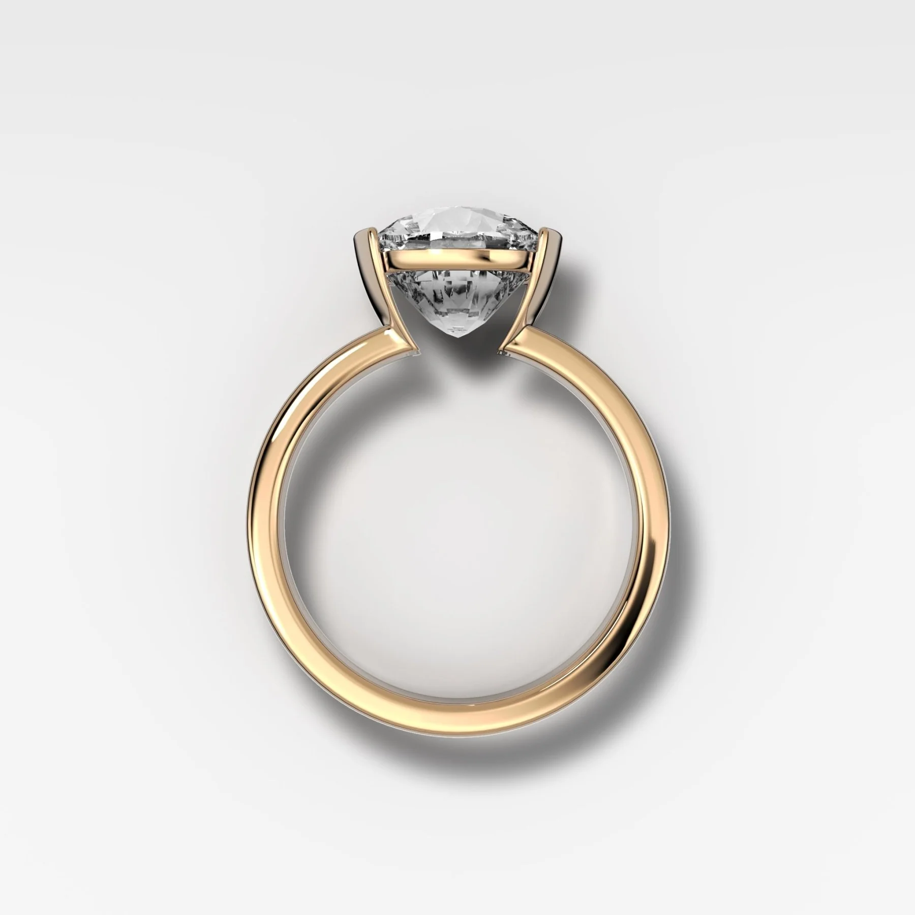 Finest Half Bezel Solitaire Engagement Ring With Cushion Cut Diamond - Image 2
