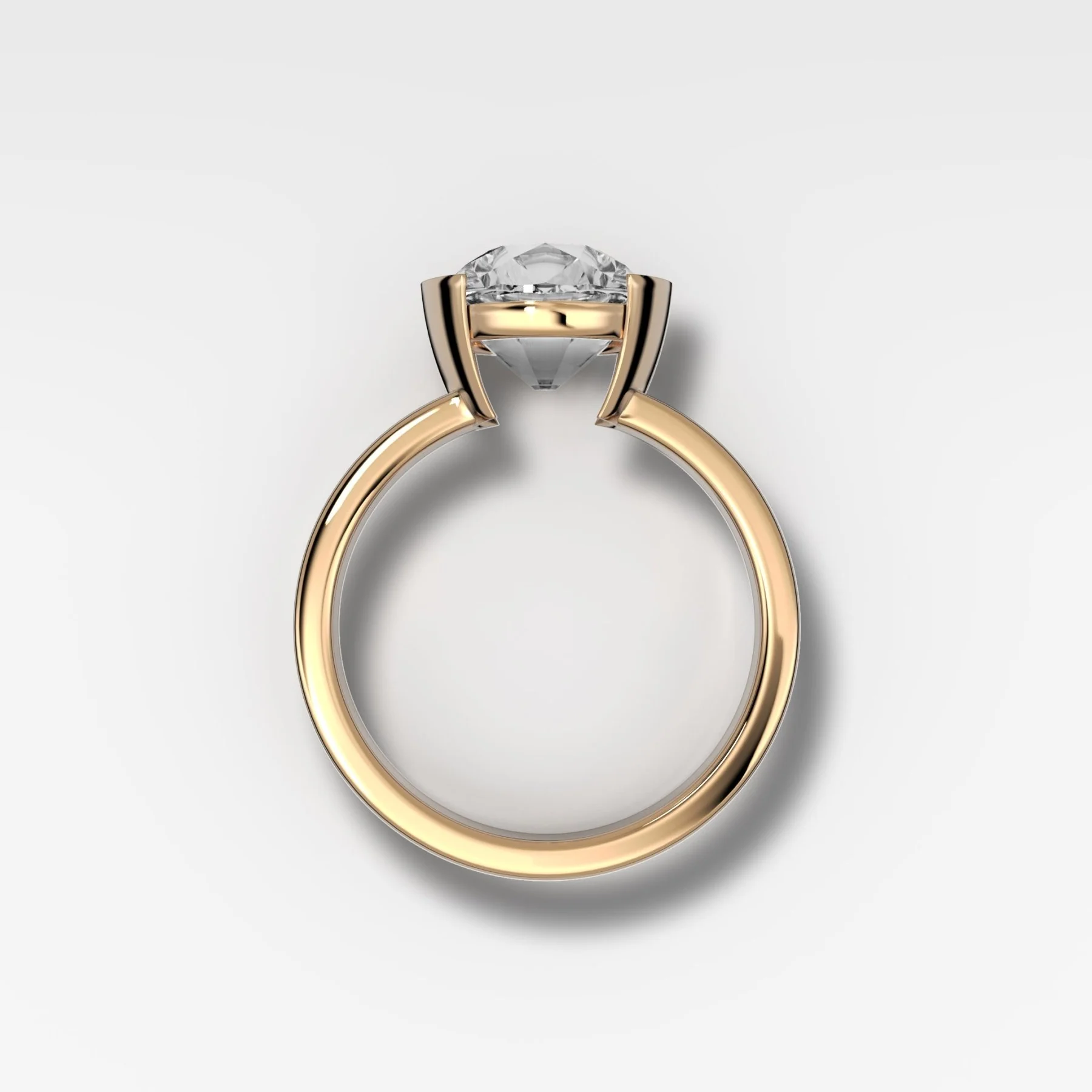 Finest Half Bezel Solitaire Engagement Ring With Old Euro Cut Diamond - Image 2