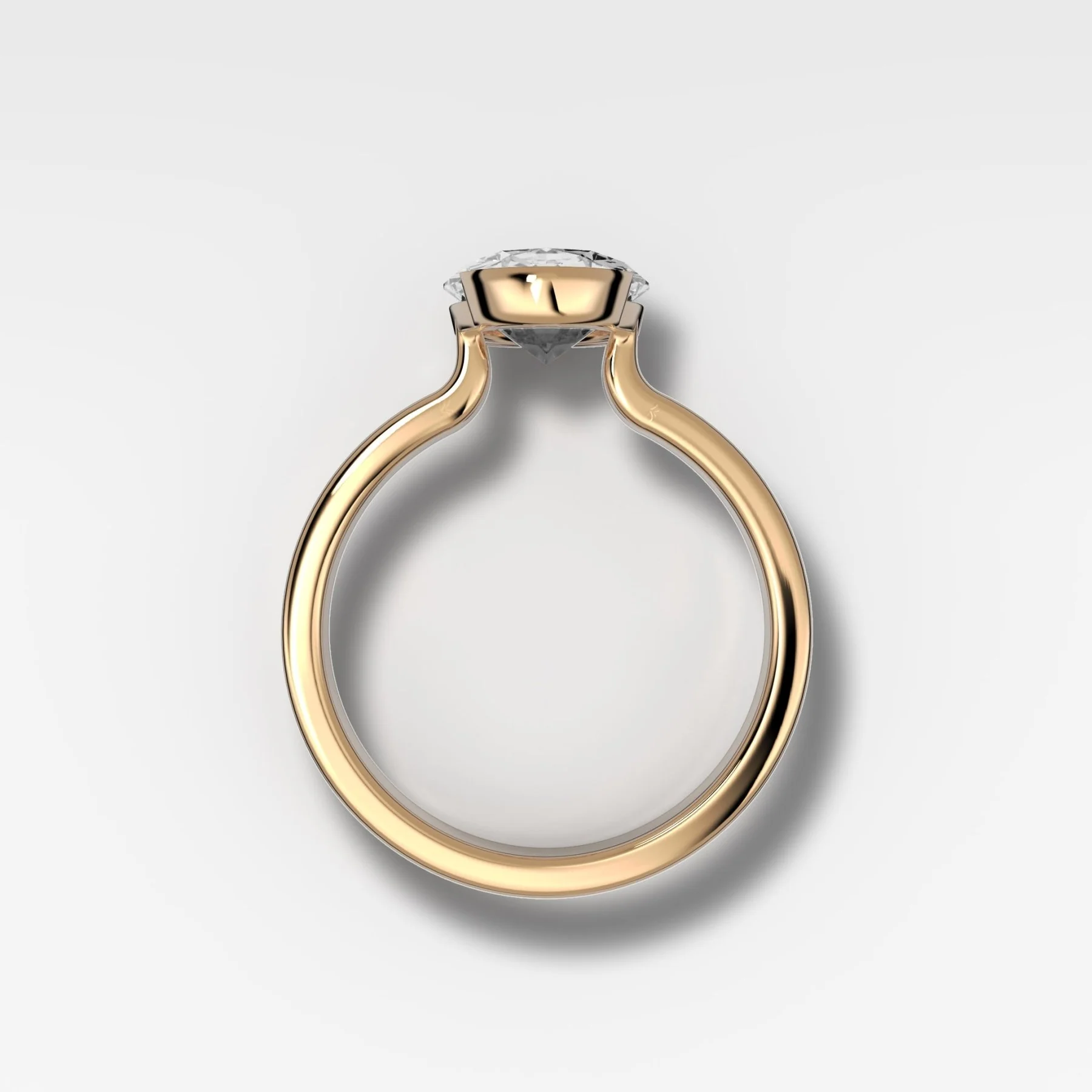 Finest Half Bezel Solitaire Engagement Ring With Oval Cut Diamond - Image 2