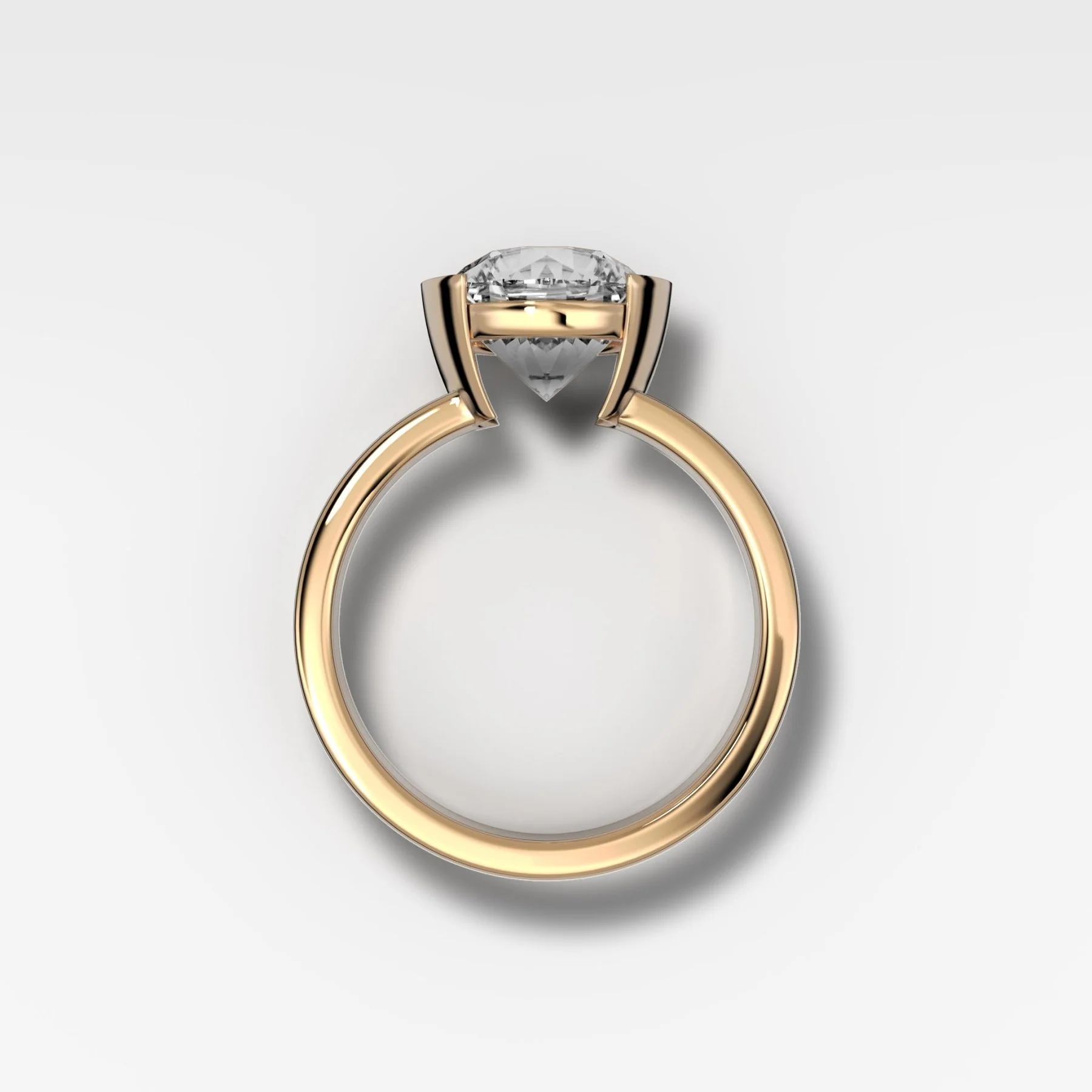 Finest Half Bezel Solitaire Engagement Ring With Round Cut Diamond - Image 2