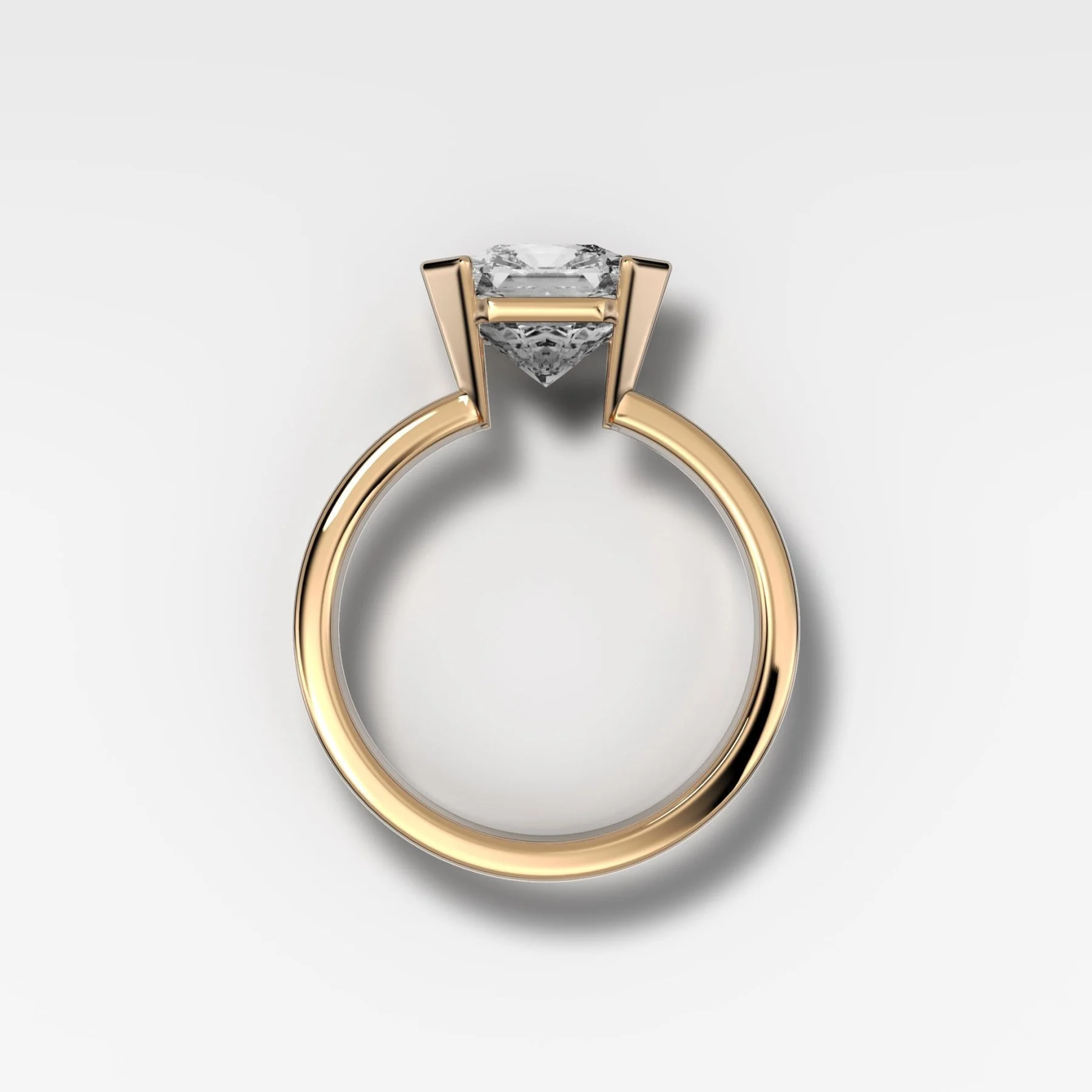 Finest Half Bezel Solitaire Engagement Ring With Square Radiant Cut Diamond - Image 2