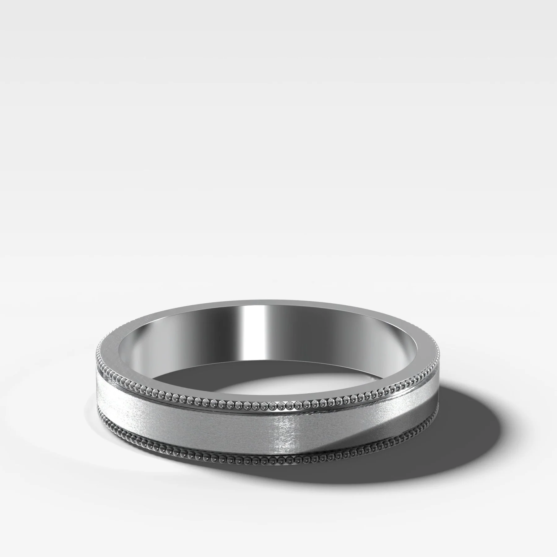 Finest Milgrain Matte Wedding Band 4mm - Image 2