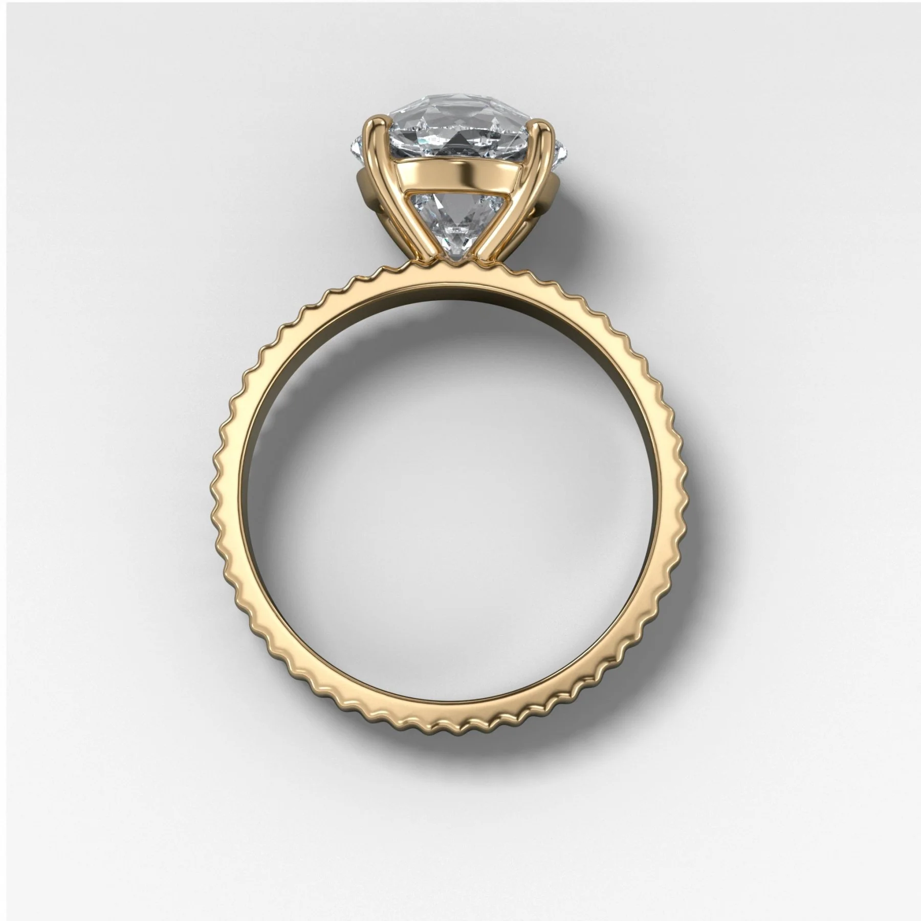 Finest Ridged Solitaire Engagement Ring With Old European Cut Diamond - Image 2