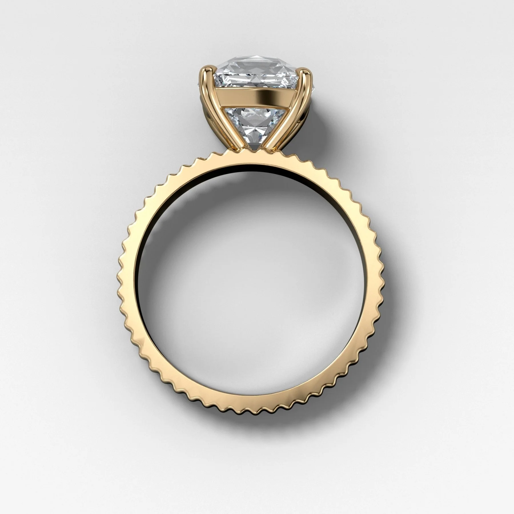 Finest Ridged Solitaire Engagement Ring With Old Mine Cut Diamond - Image 2