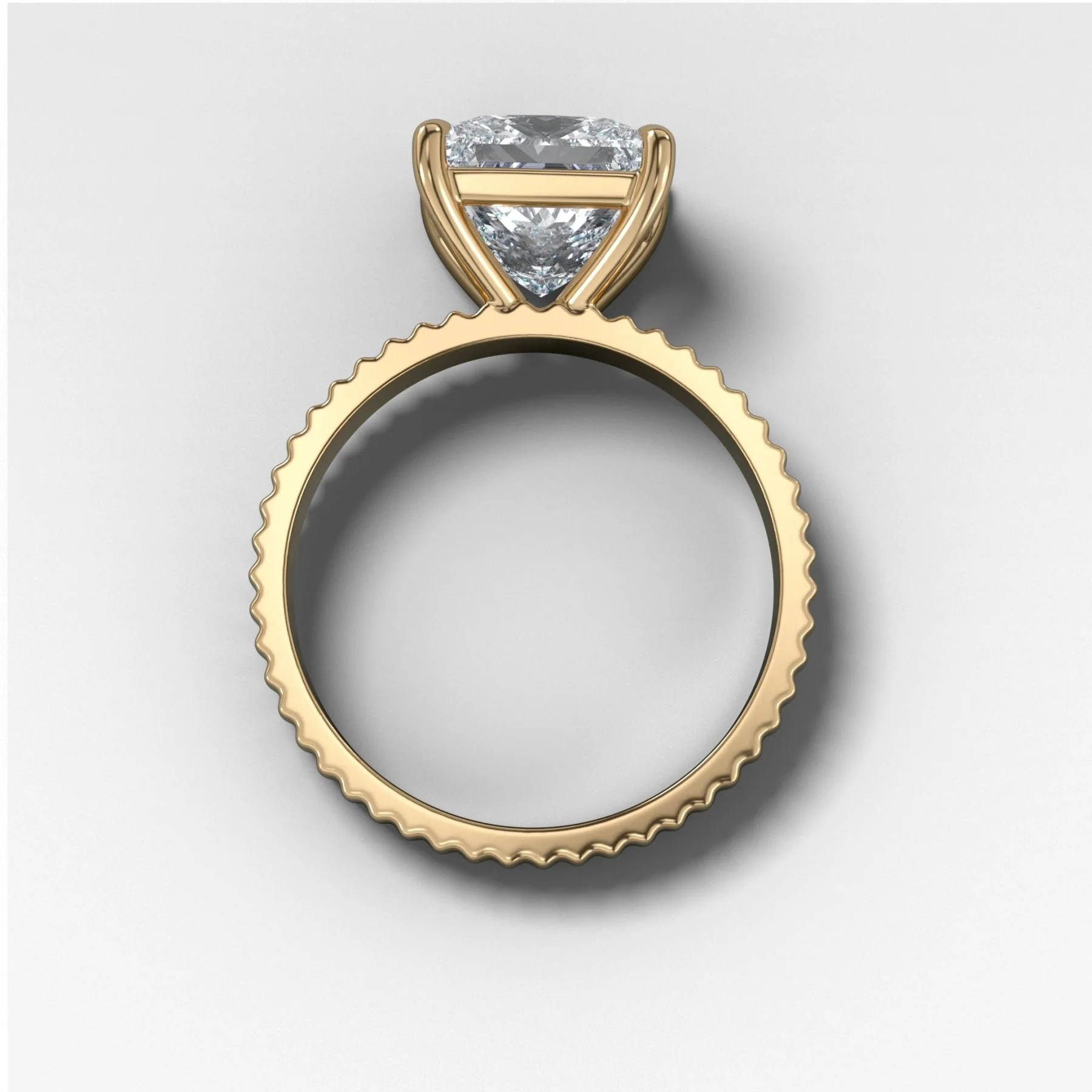 Finest Ridged Solitaire Engagement Ring With Princess Cut Diamond - Image 2