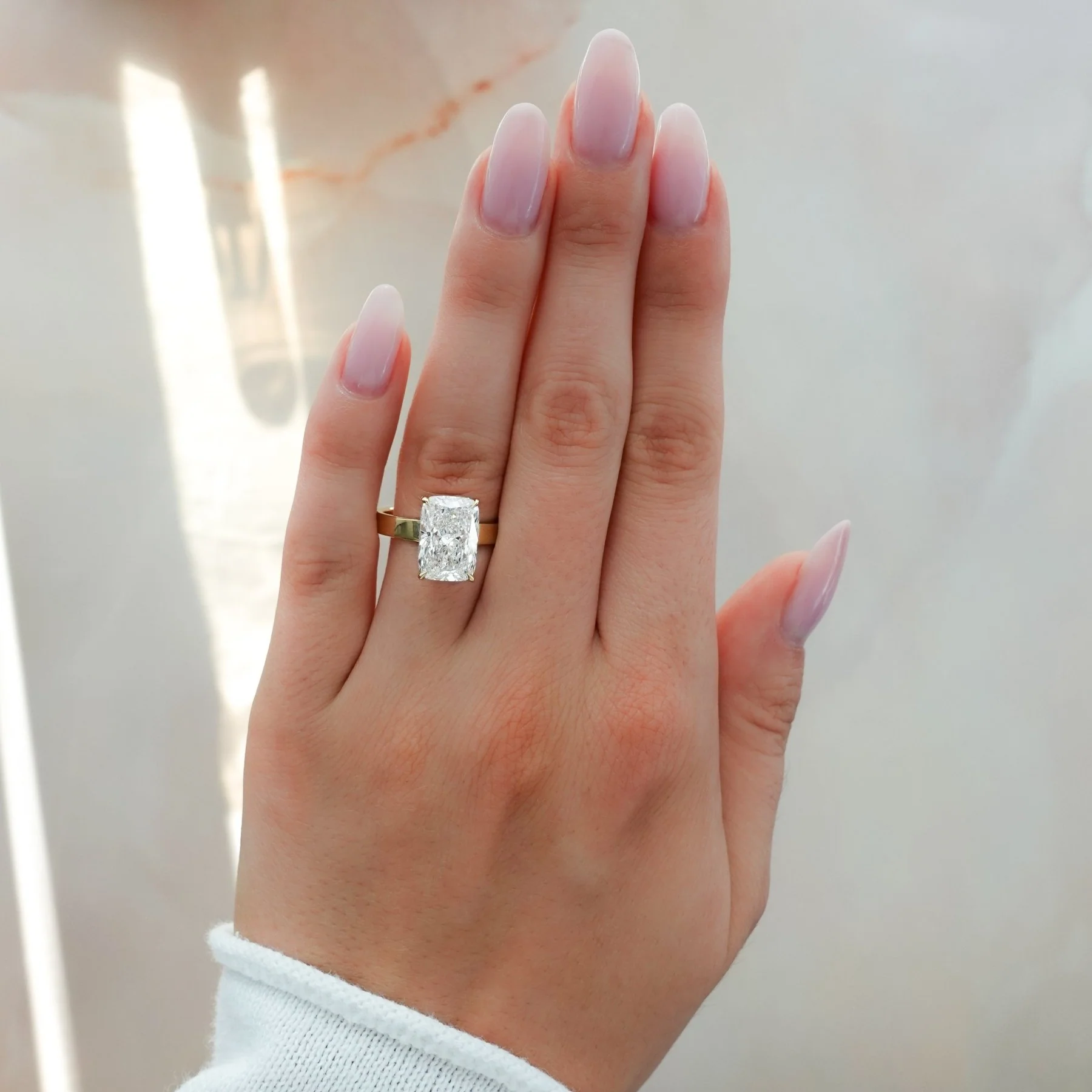 Finest Solitaire Engagement Ring With Elongated Cushion Cut Diamond - Image 7