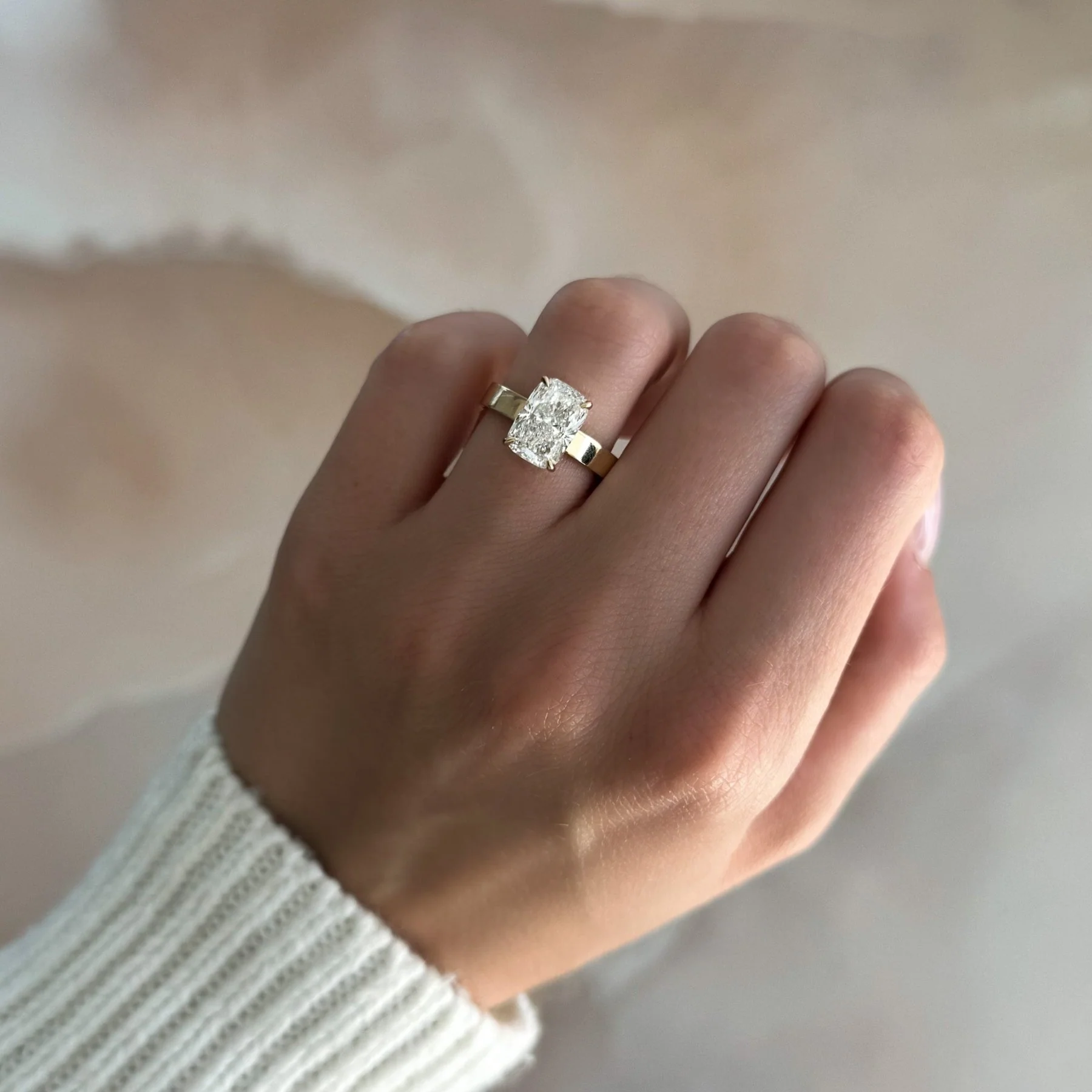 Finest Solitaire Engagement Ring With Elongated Cushion Cut Diamond - Image 9