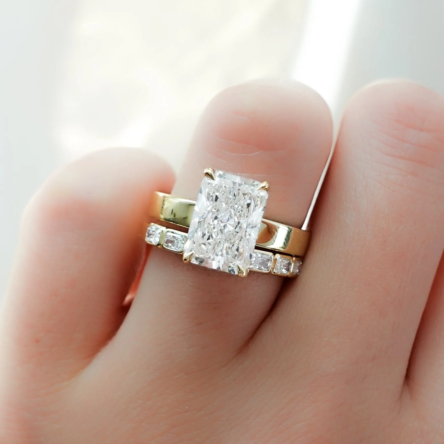 Finest Solitaire Engagement Ring With Elongated Radiant Cut Diamond - Image 7