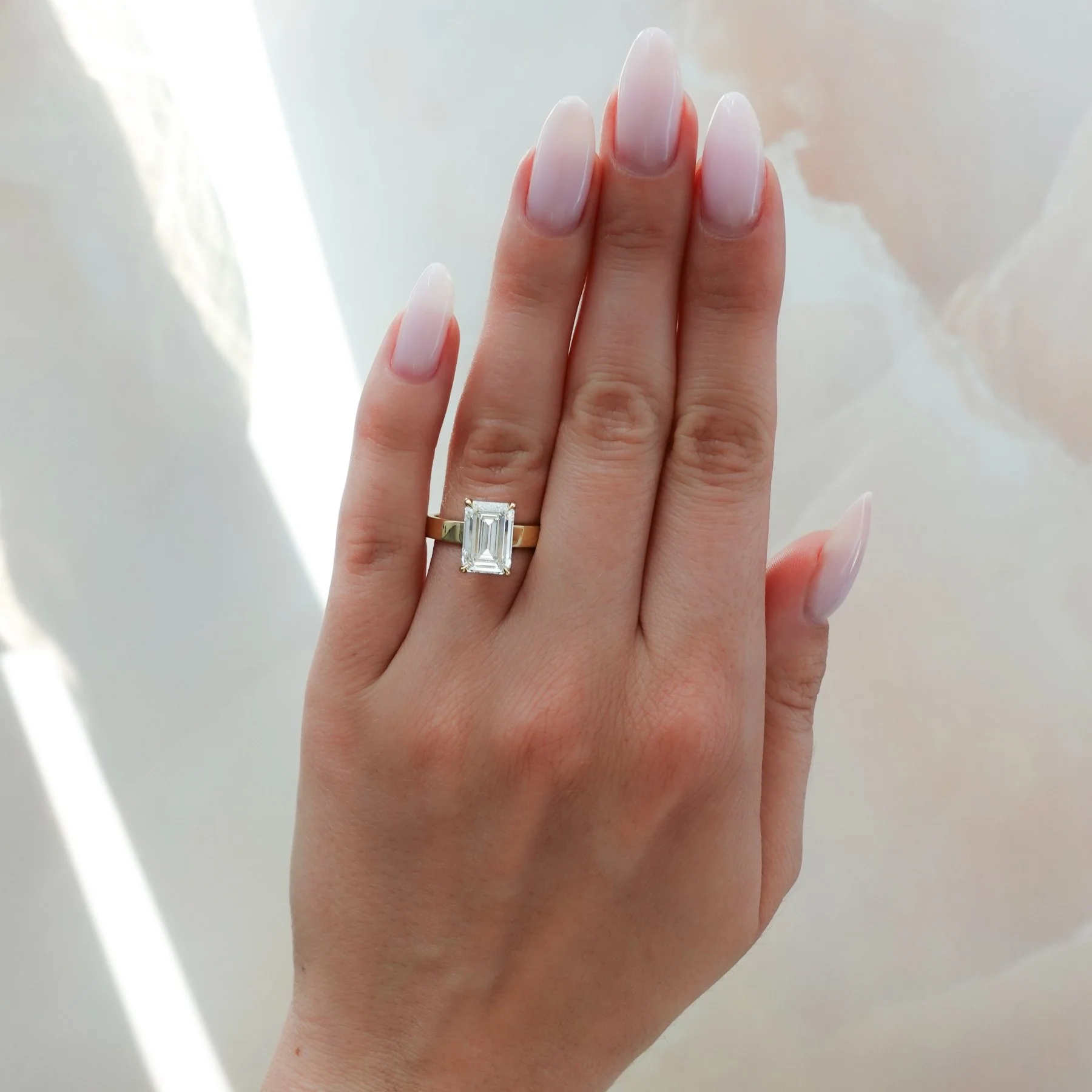 Finest Solitaire Engagement Ring With Emerald Cut Diamond - Image 3