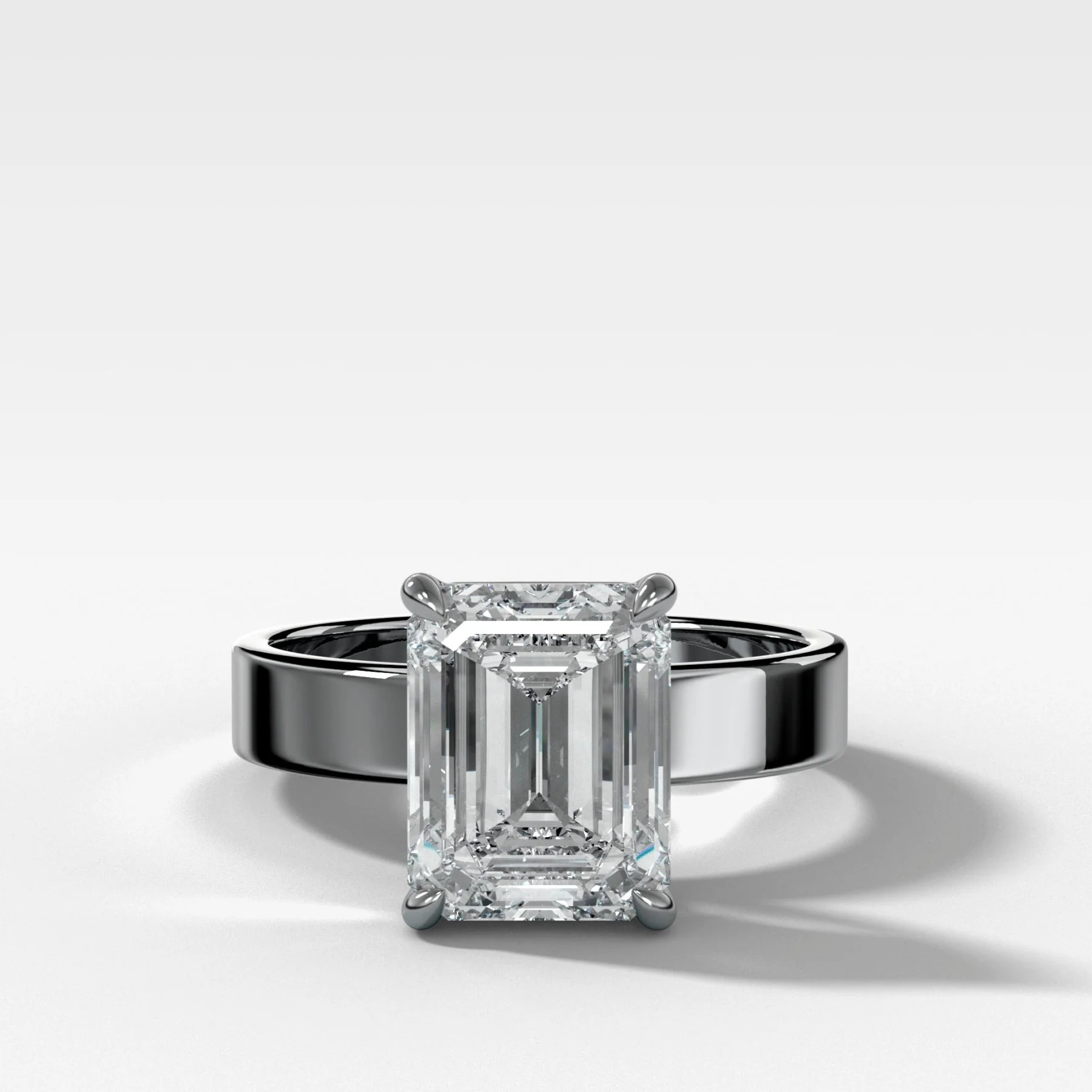 Finest Solitaire Engagement Ring With Emerald Cut Diamond - Image 4