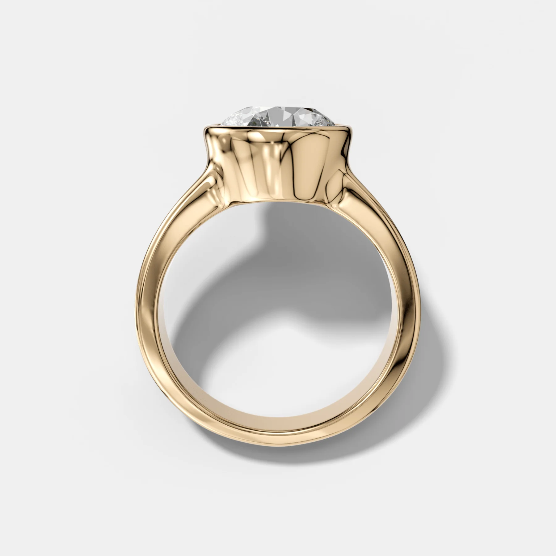 Finest Tapered Bezel Set Engagement Ring With Old Euro Cut Diamond - Image 2