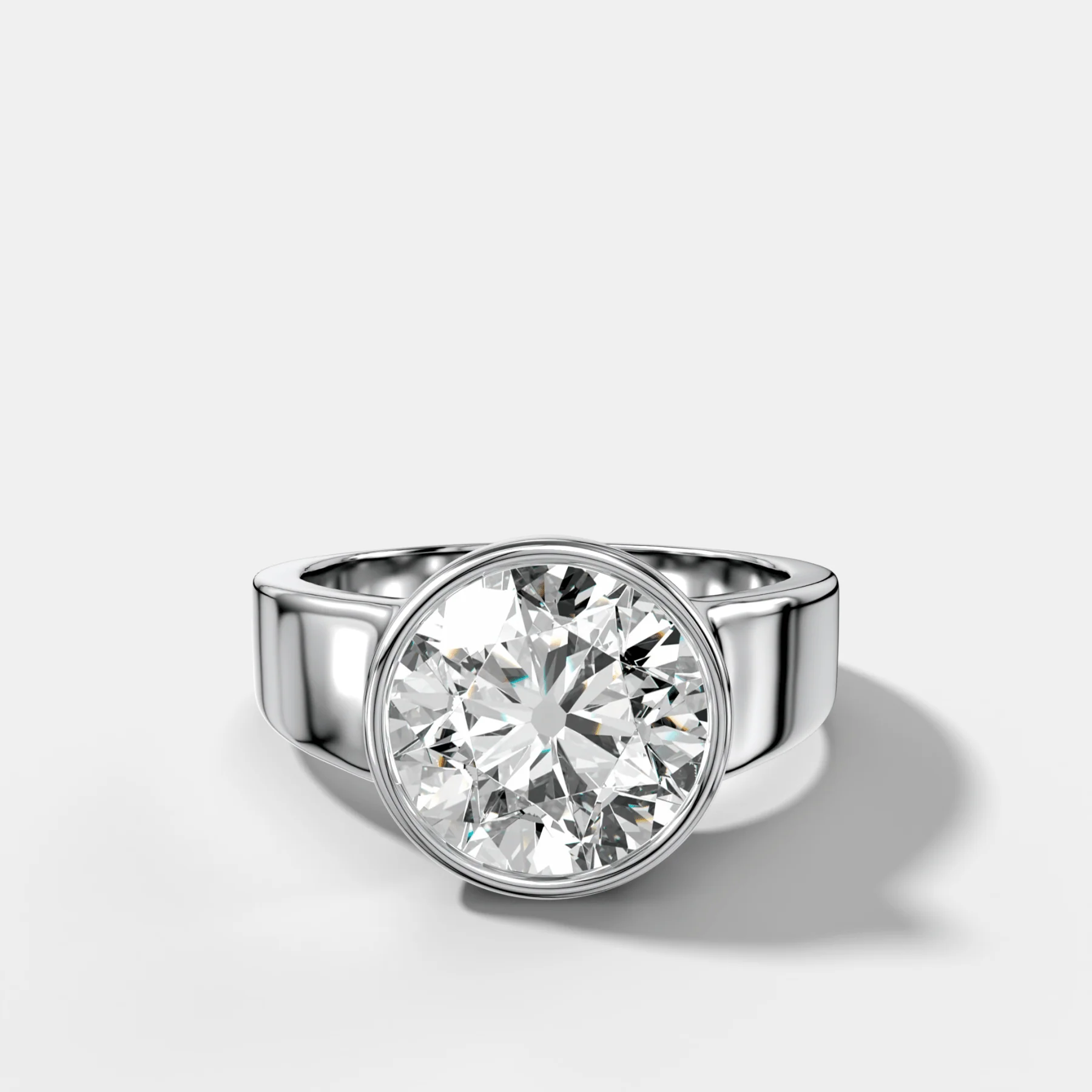 Finest Tapered Bezel Set Engagement Ring With Old Euro Cut Diamond - Image 3
