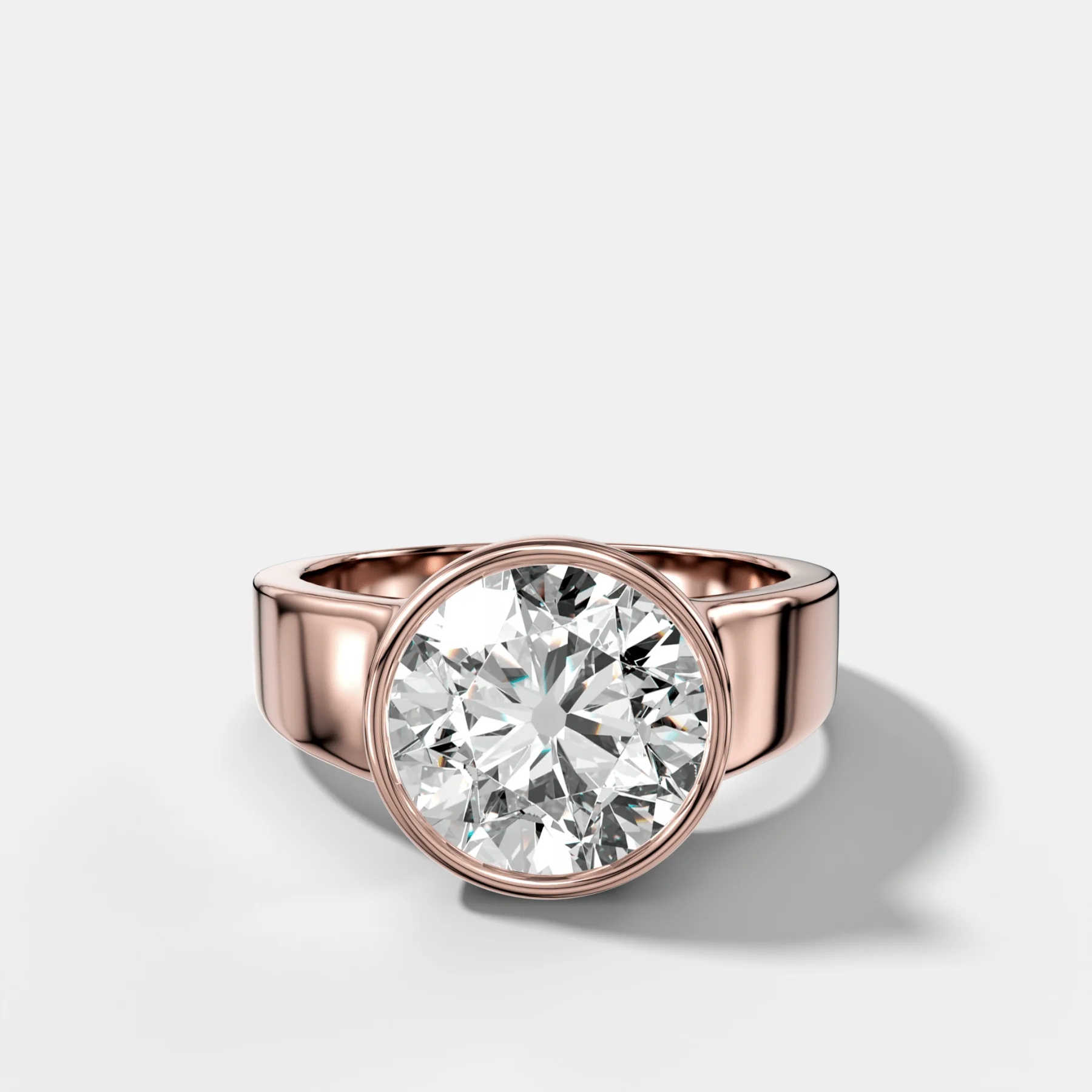 Finest Tapered Bezel Set Engagement Ring With Old Euro Cut Diamond - Image 4