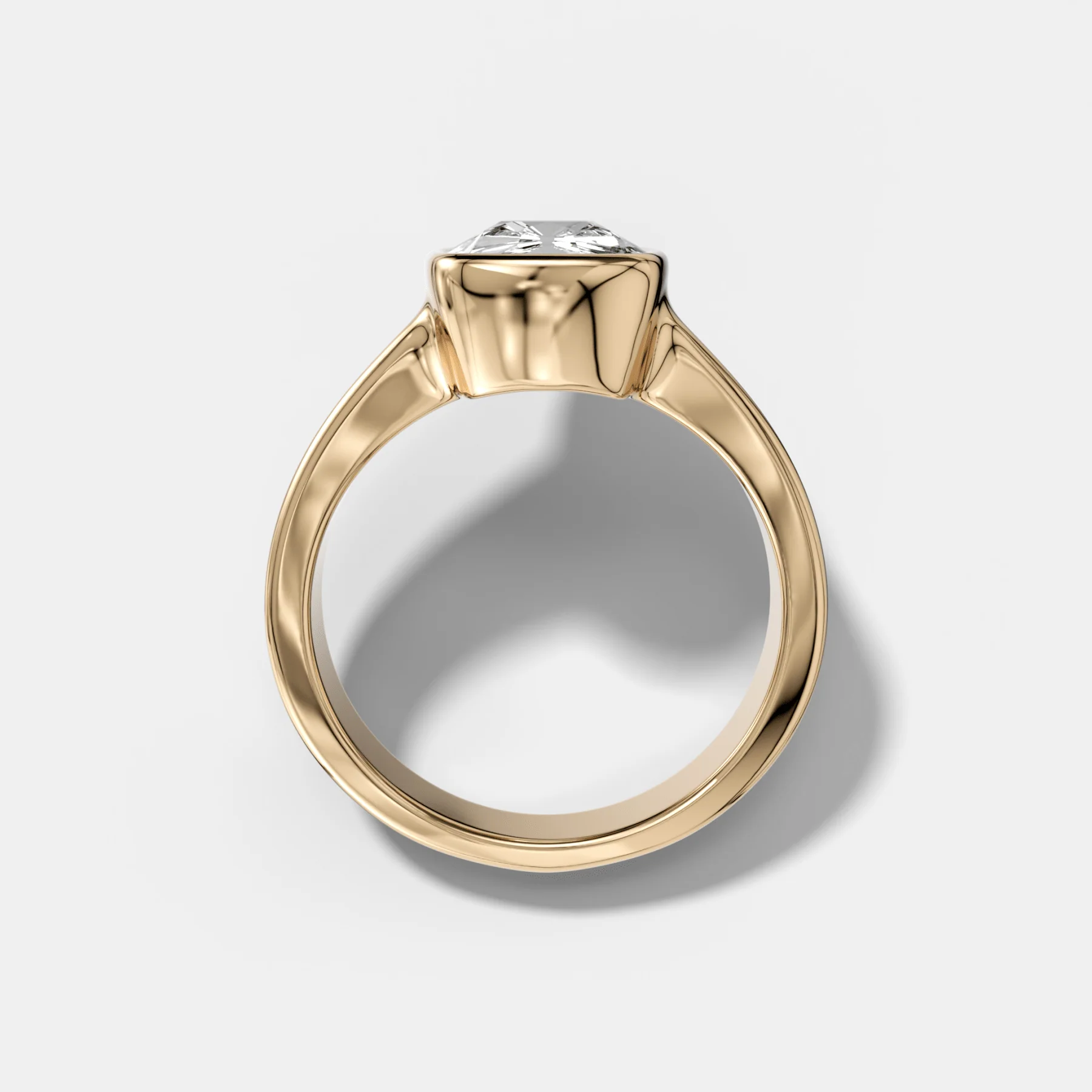 Finest Tapered Bezel Set Engagement Ring With Old Mine Cut Diamond - Image 2
