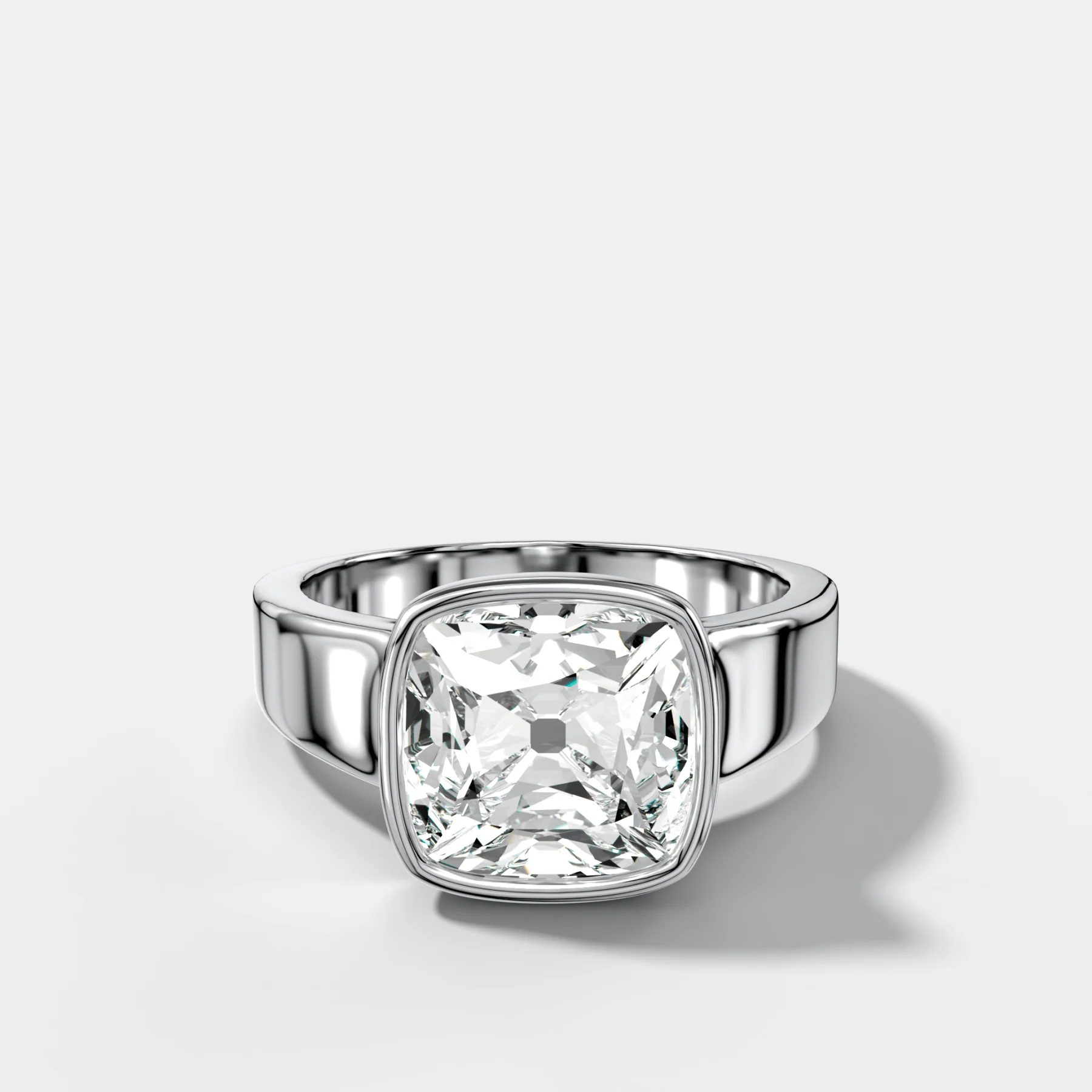 Finest Tapered Bezel Set Engagement Ring With Old Mine Cut Diamond - Image 3