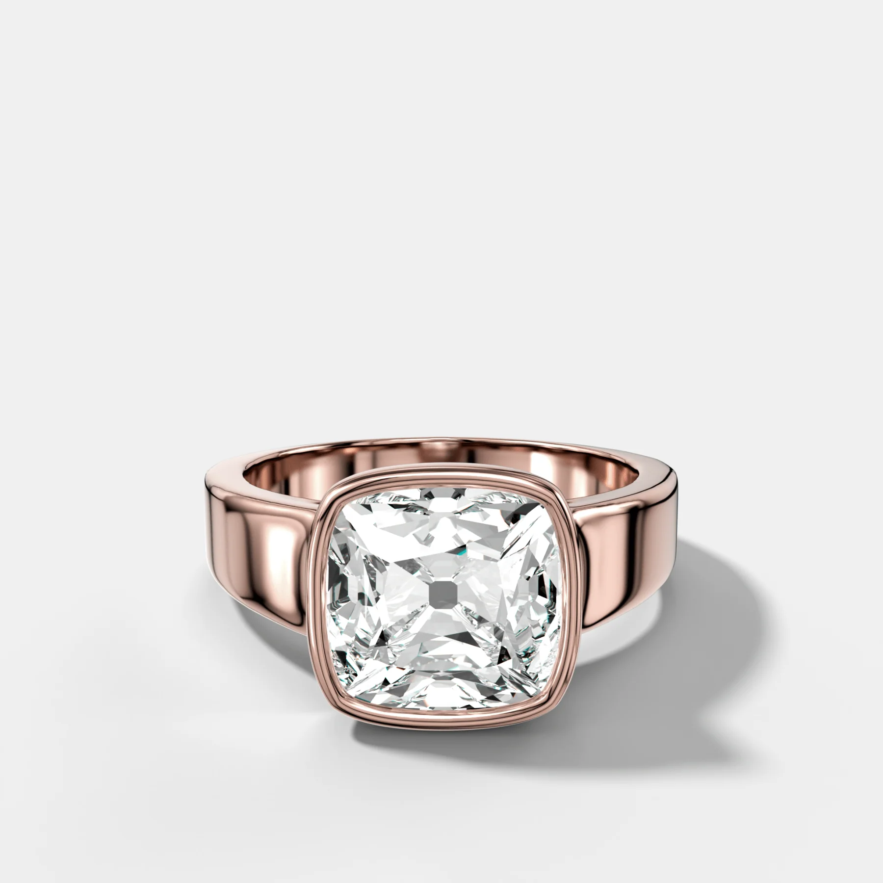 Finest Tapered Bezel Set Engagement Ring With Old Mine Cut Diamond - Image 4