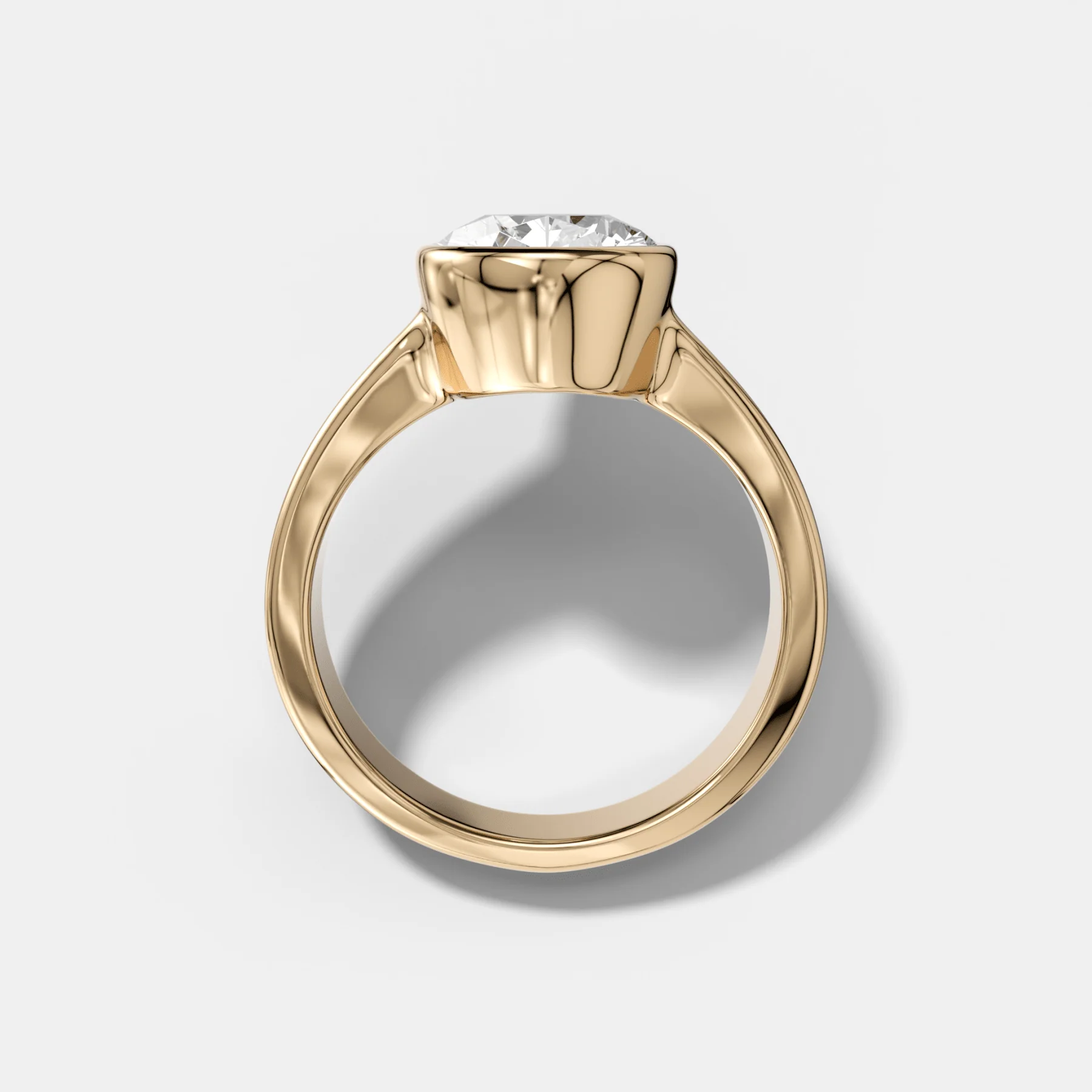 Finest Tapered Bezel Set Engagement Ring With Pear Cut Diamond - Image 2