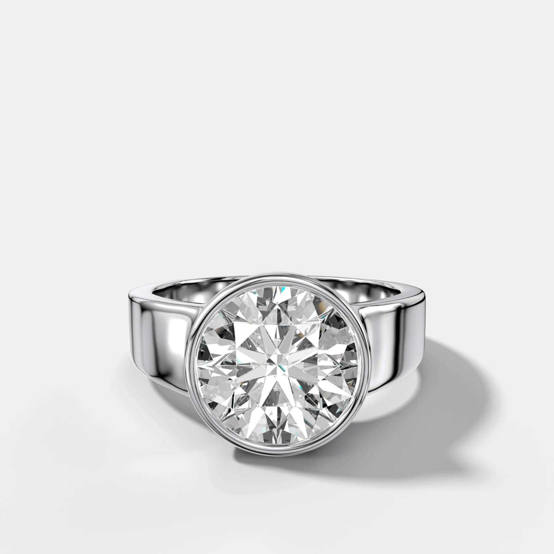 Finest Tapered Bezel Set Engagement Ring With Round Cut Diamond - Image 3